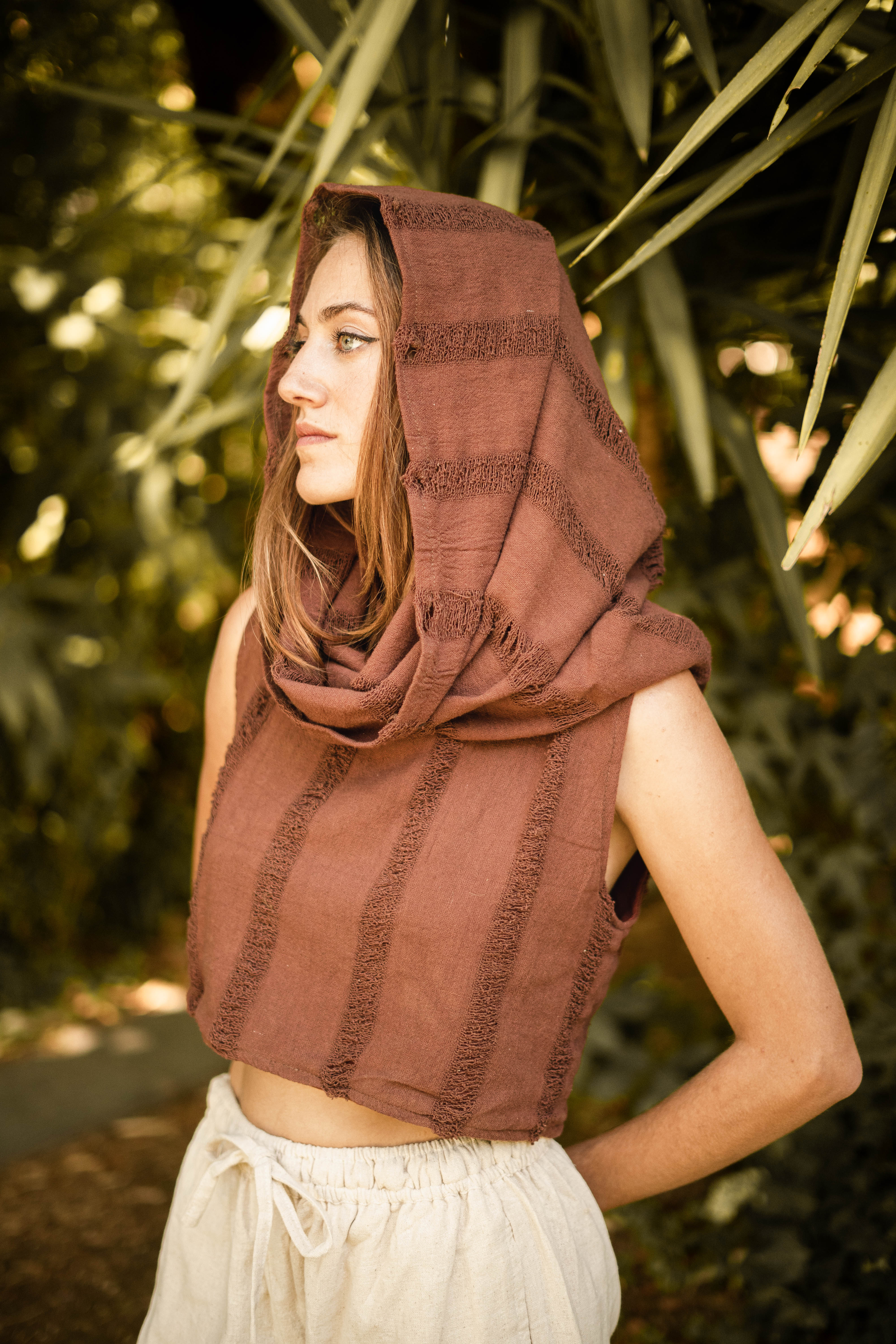 Hooded Boho Top - Terracotta Rust