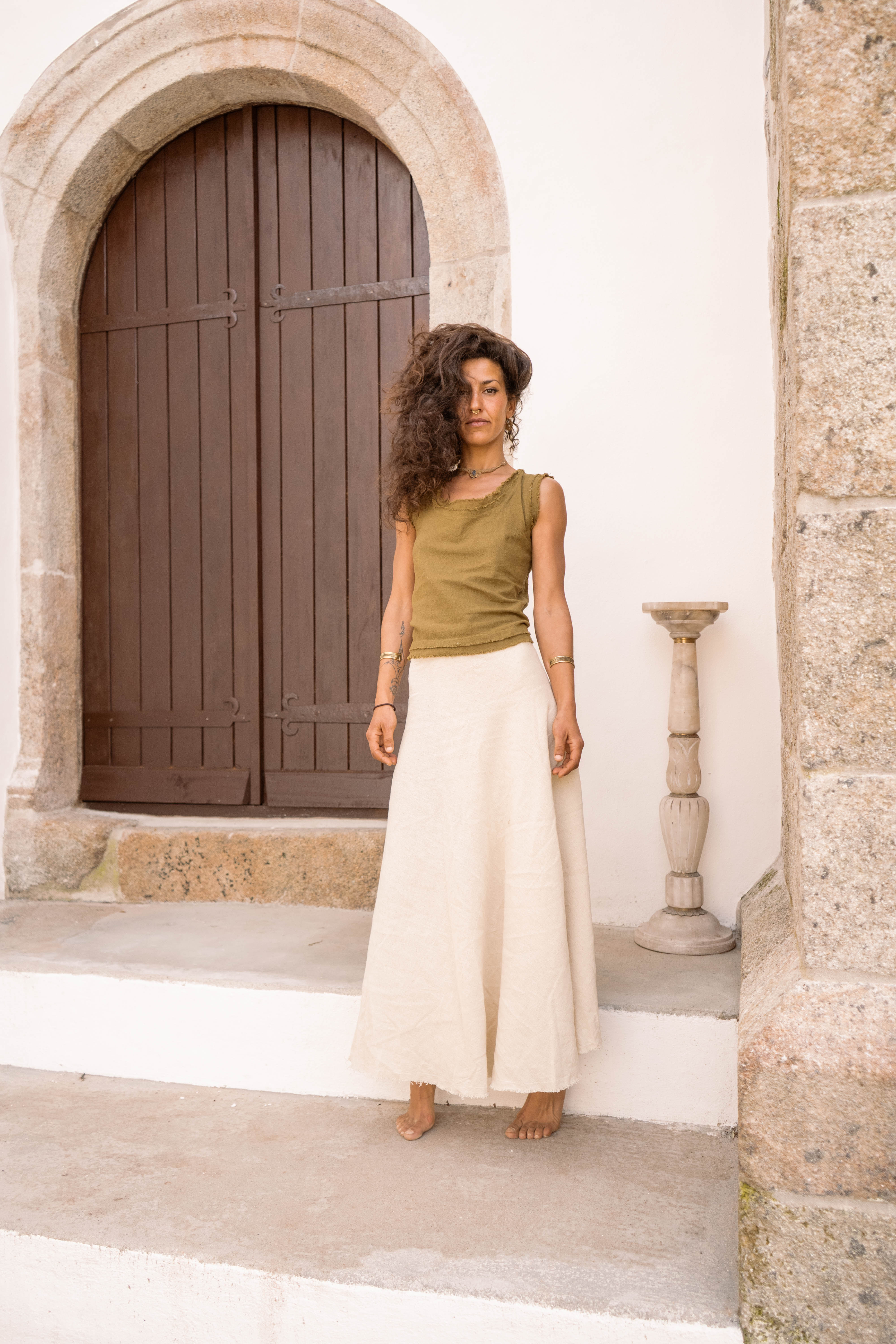 Long Wrap Skirt - Natural Ivory