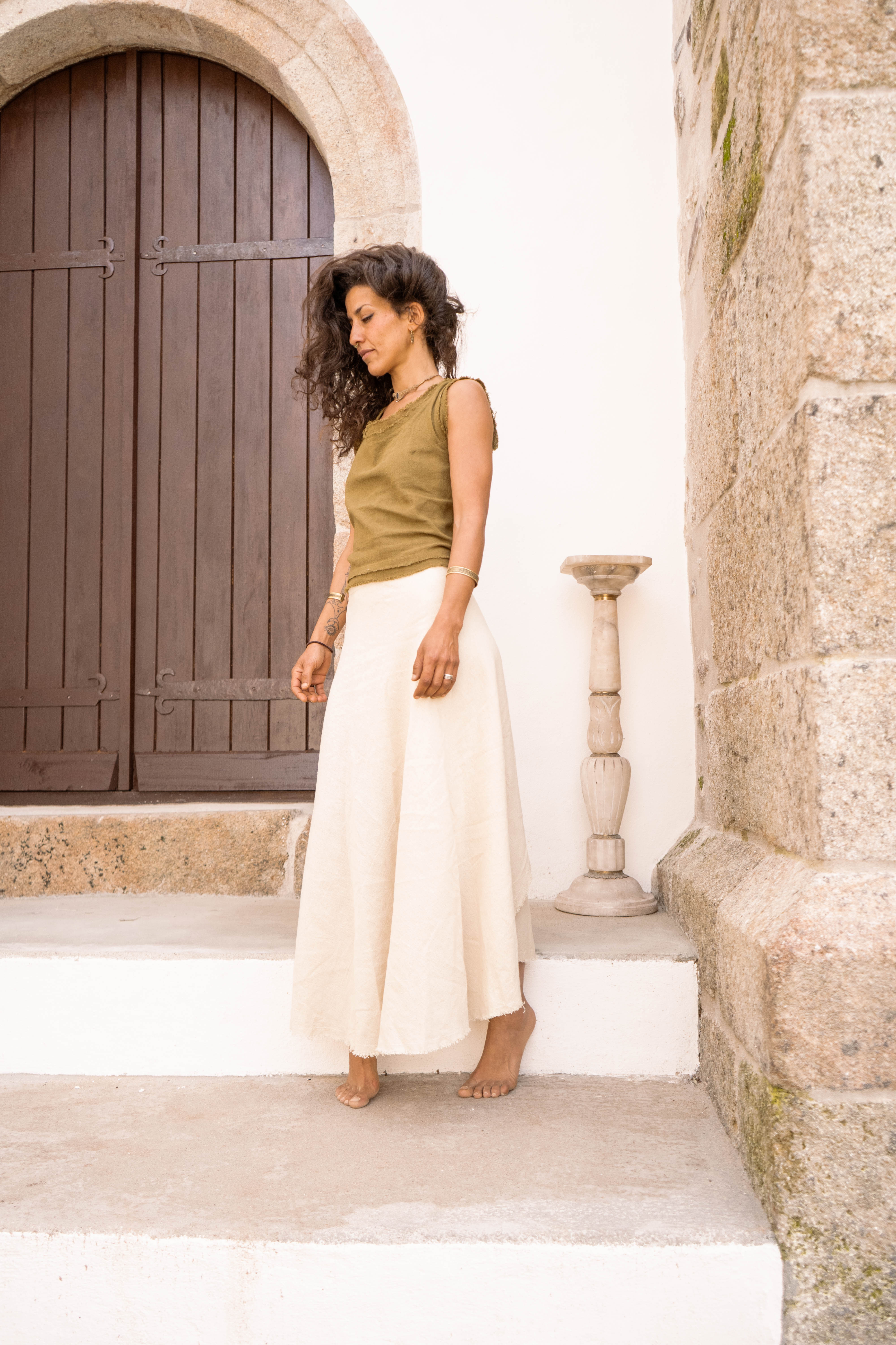 Long Wrap Skirt - Natural Ivory