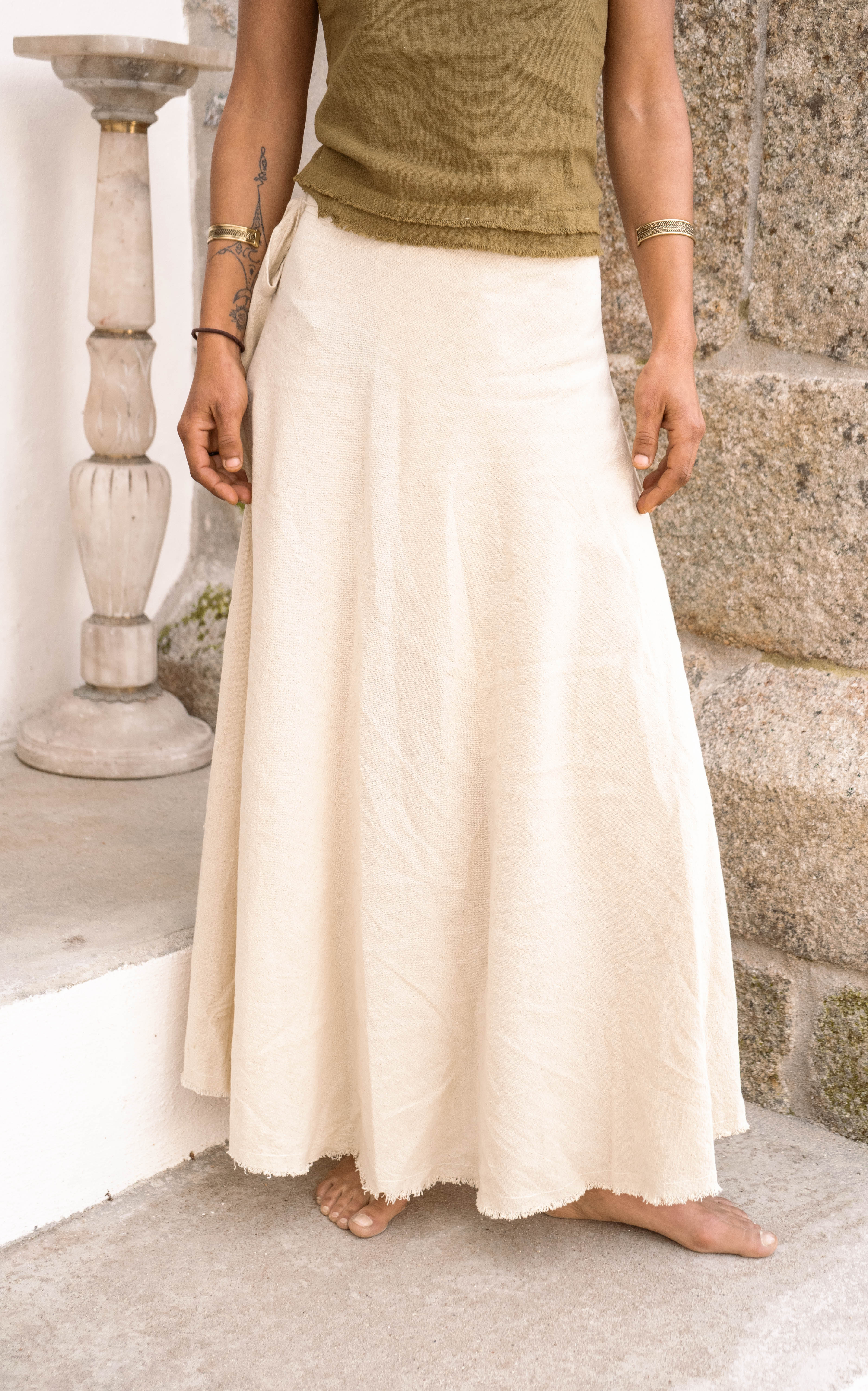 Long Wrap Skirt - Natural Ivory