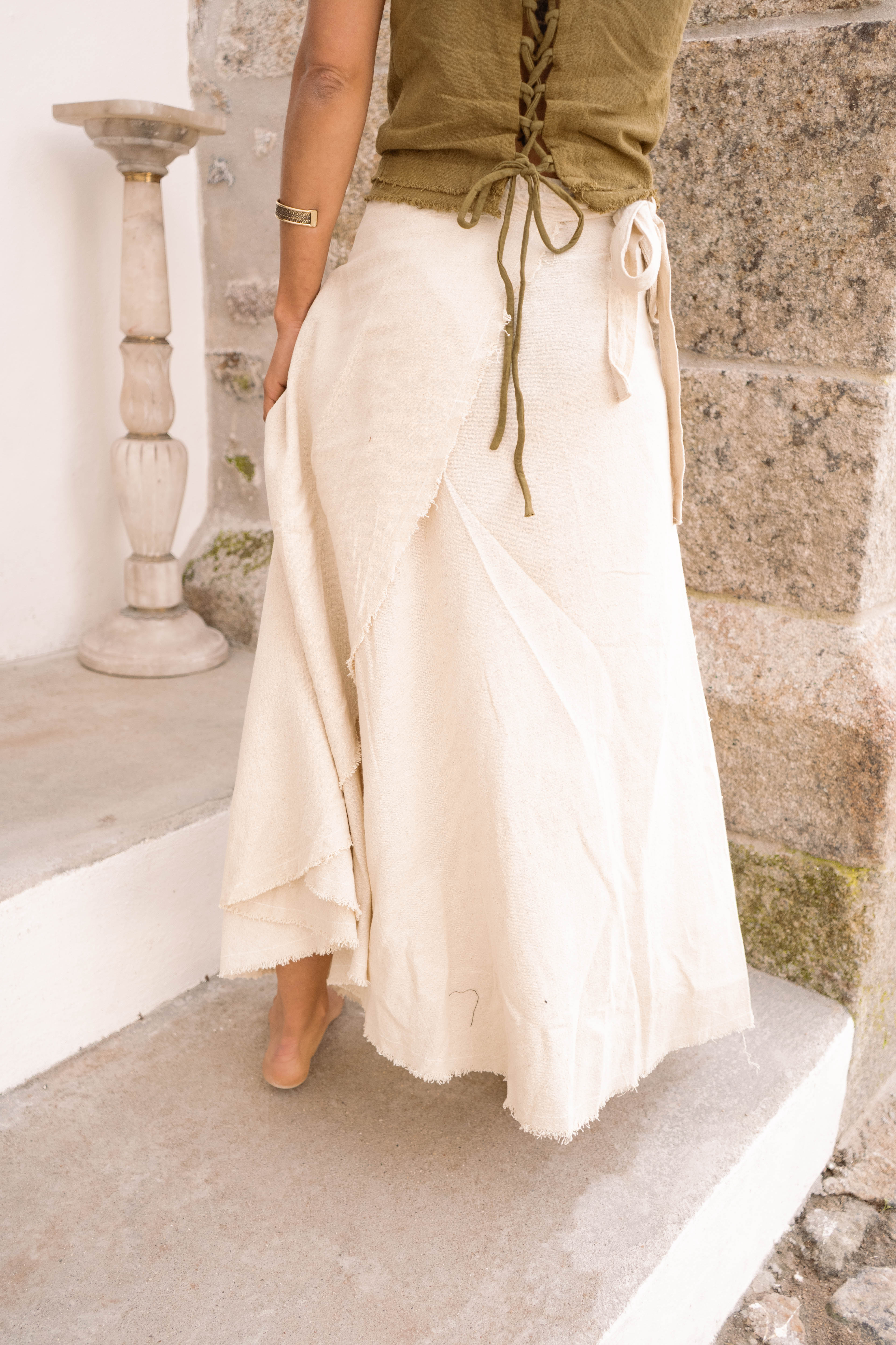 Long Wrap Skirt - Natural Ivory