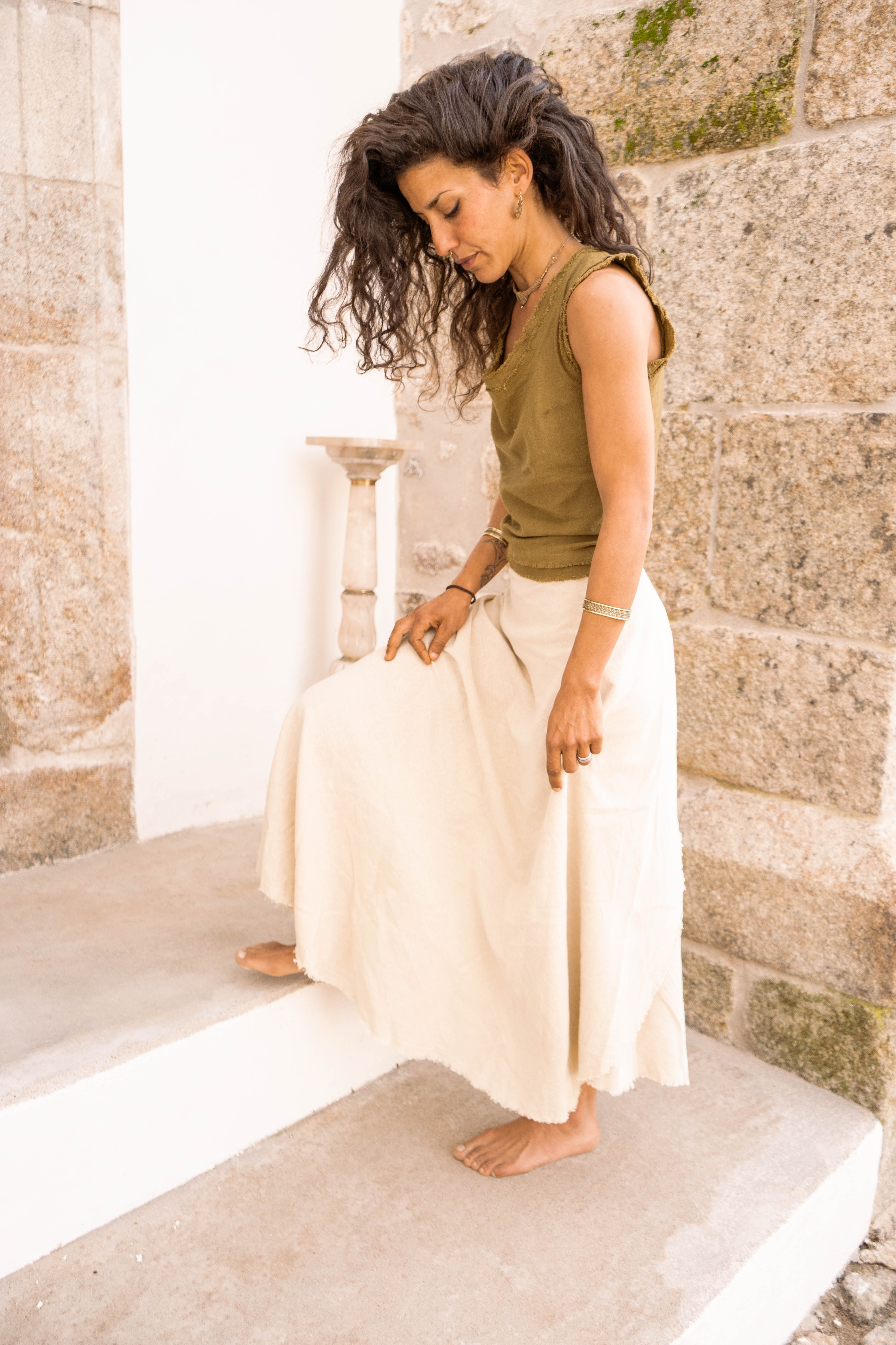 Long Wrap Skirt - Natural Ivory