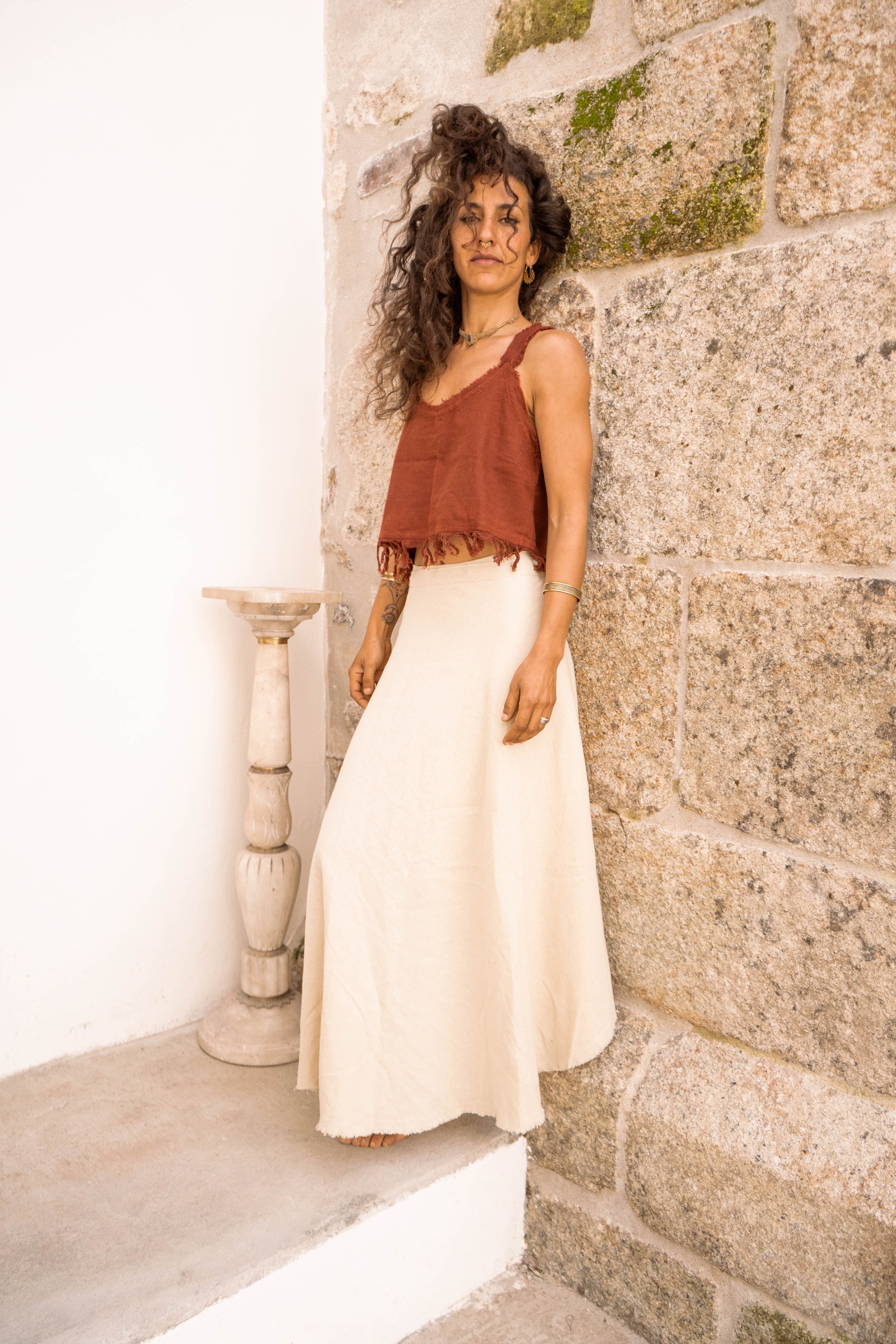 Natural Cotton Crop Top – Terracotta Rust
