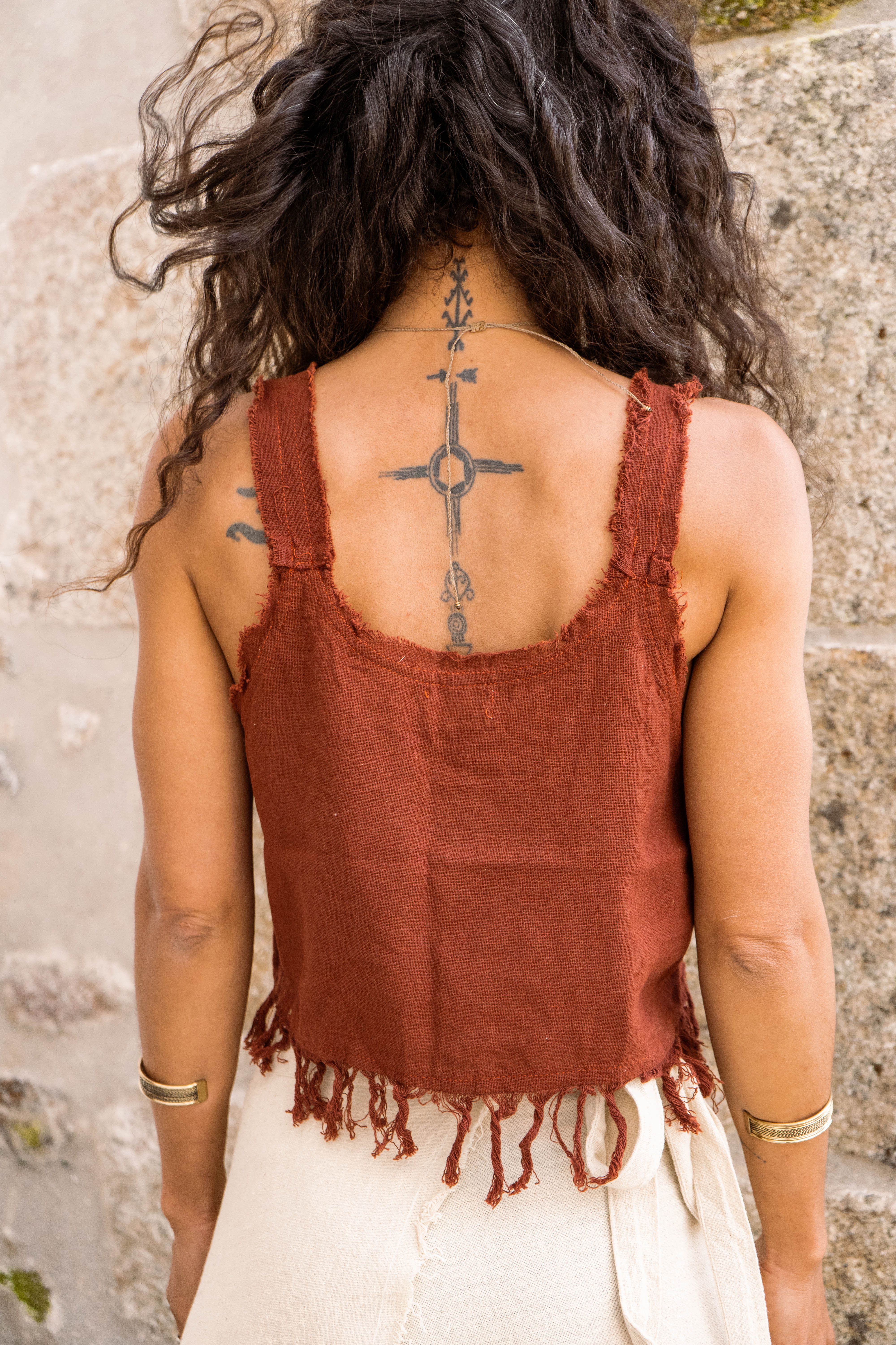 Natural Cotton Crop Top – Terracotta Rust