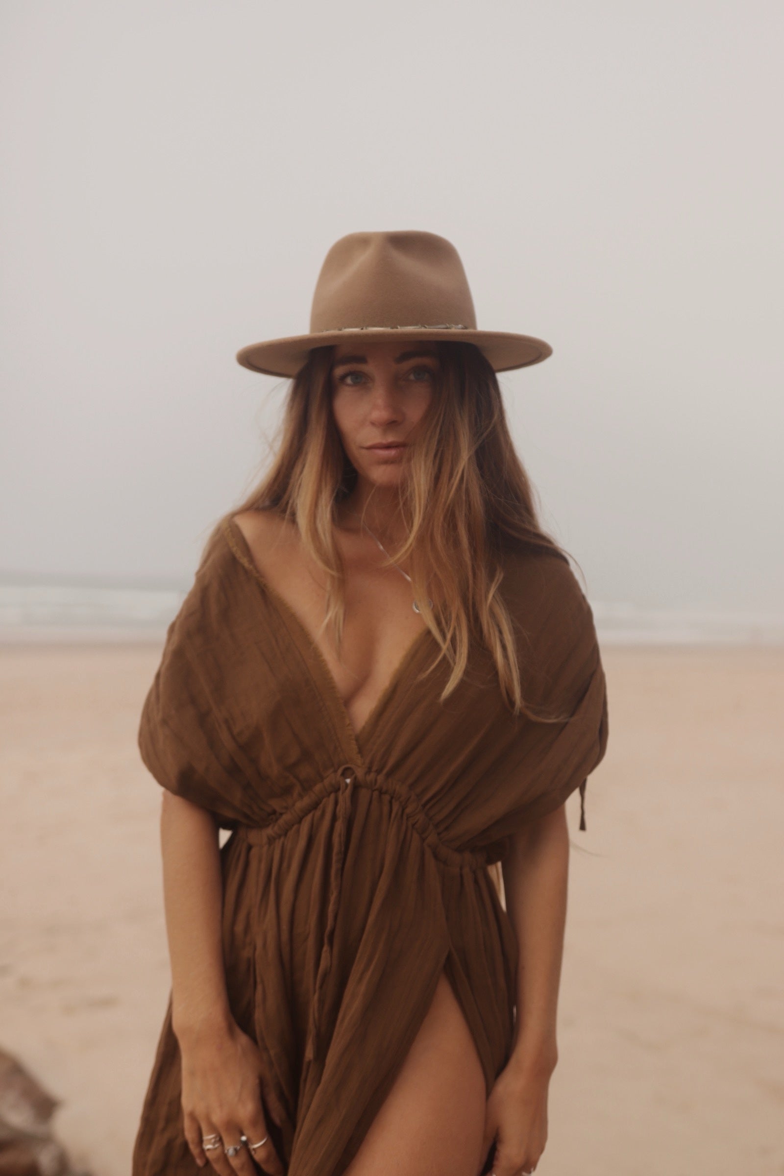 Boho Cotton Gauze Maxi Dress - Earth Brown