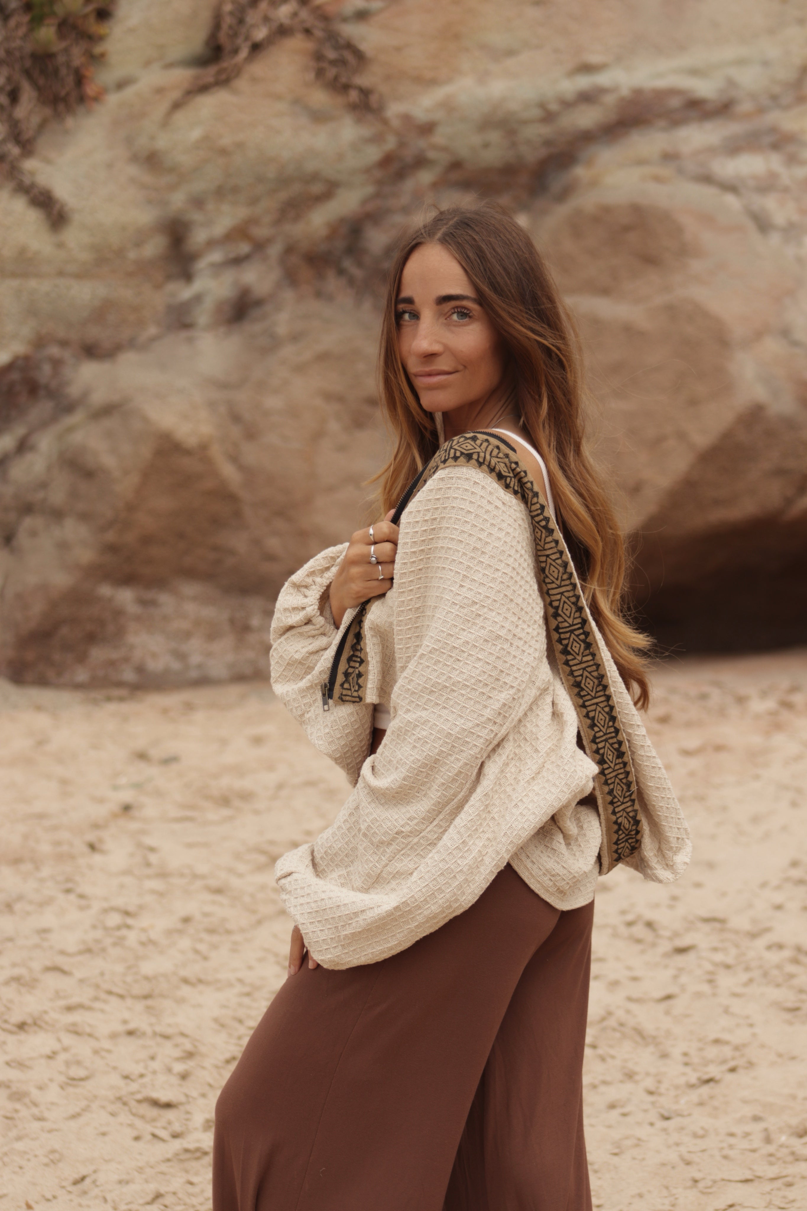 Hooded Cotton Cardigan - Natural Ivory