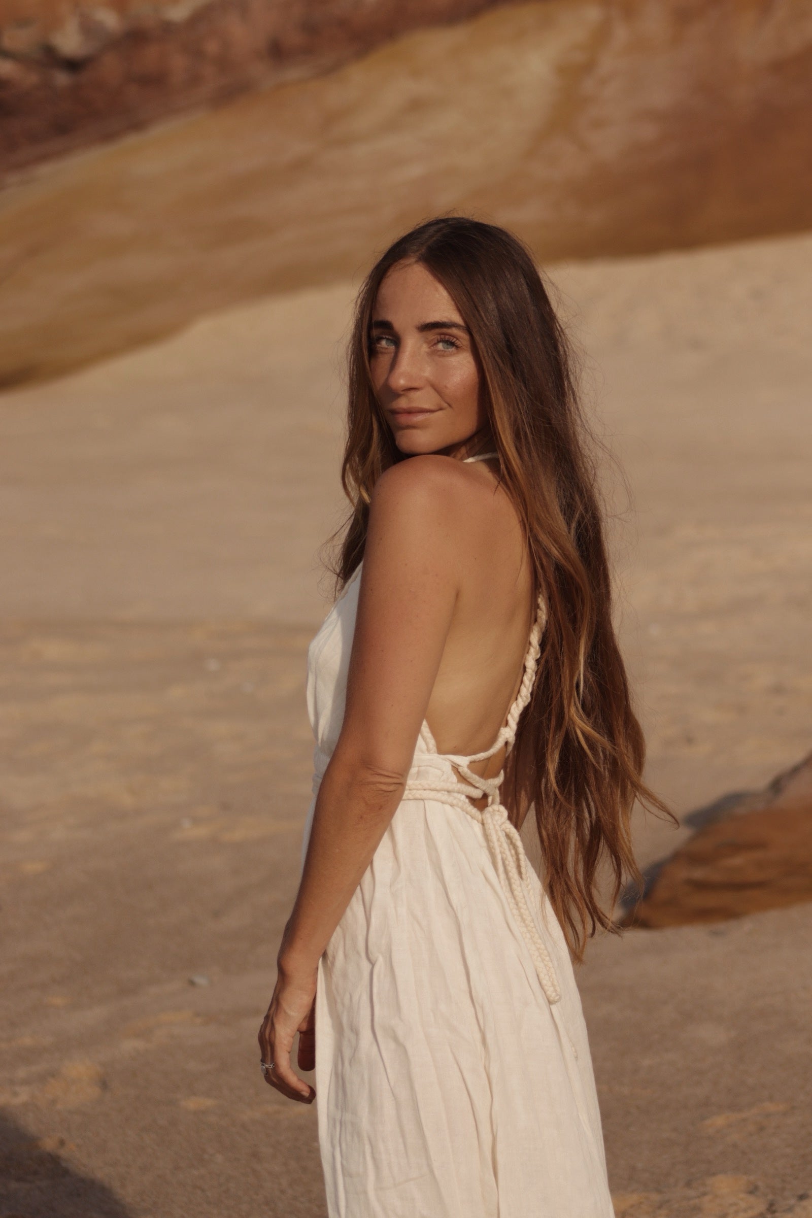 Long Cotton Gauze Dress - Natural White
