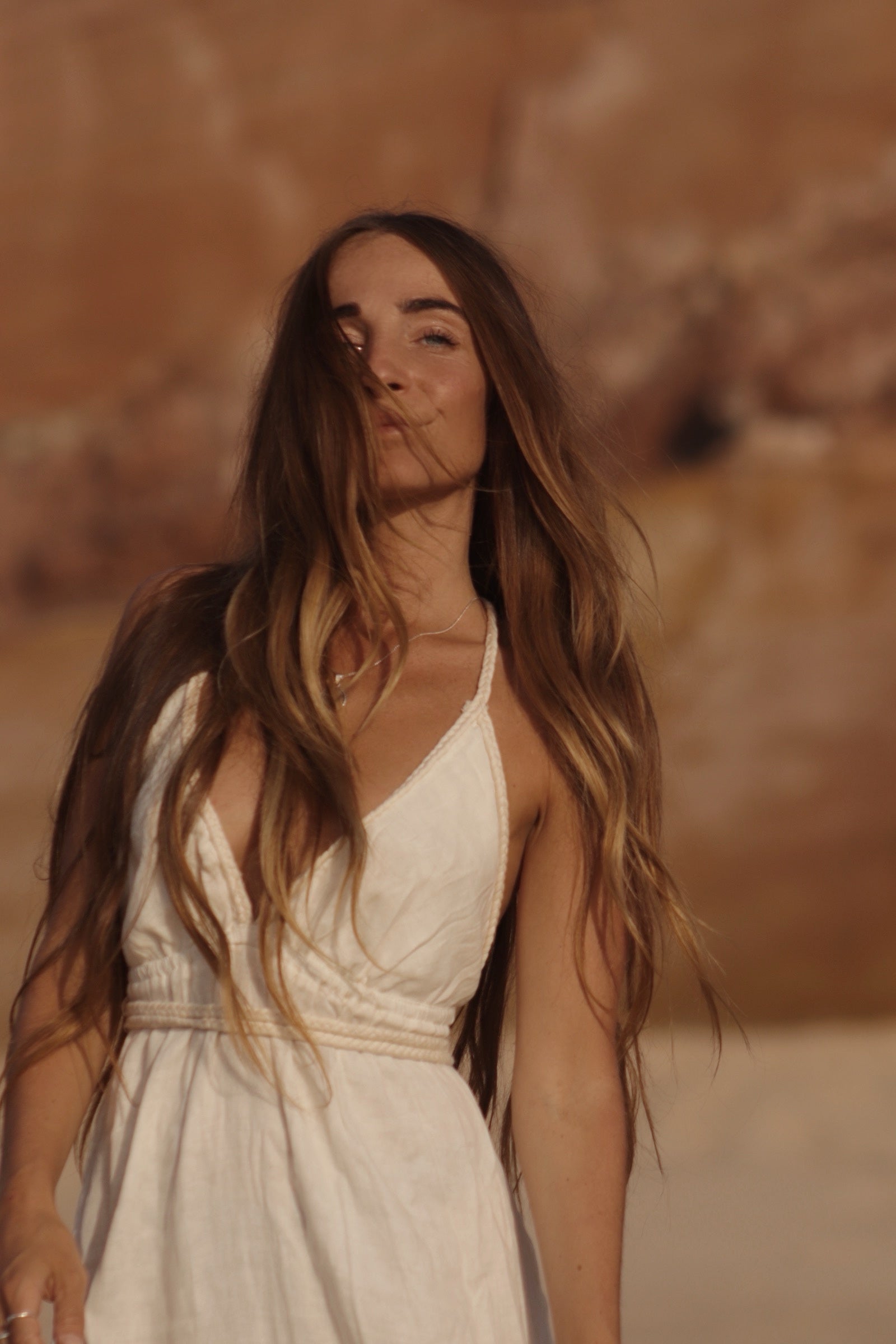 Long Cotton Gauze Dress - Natural White