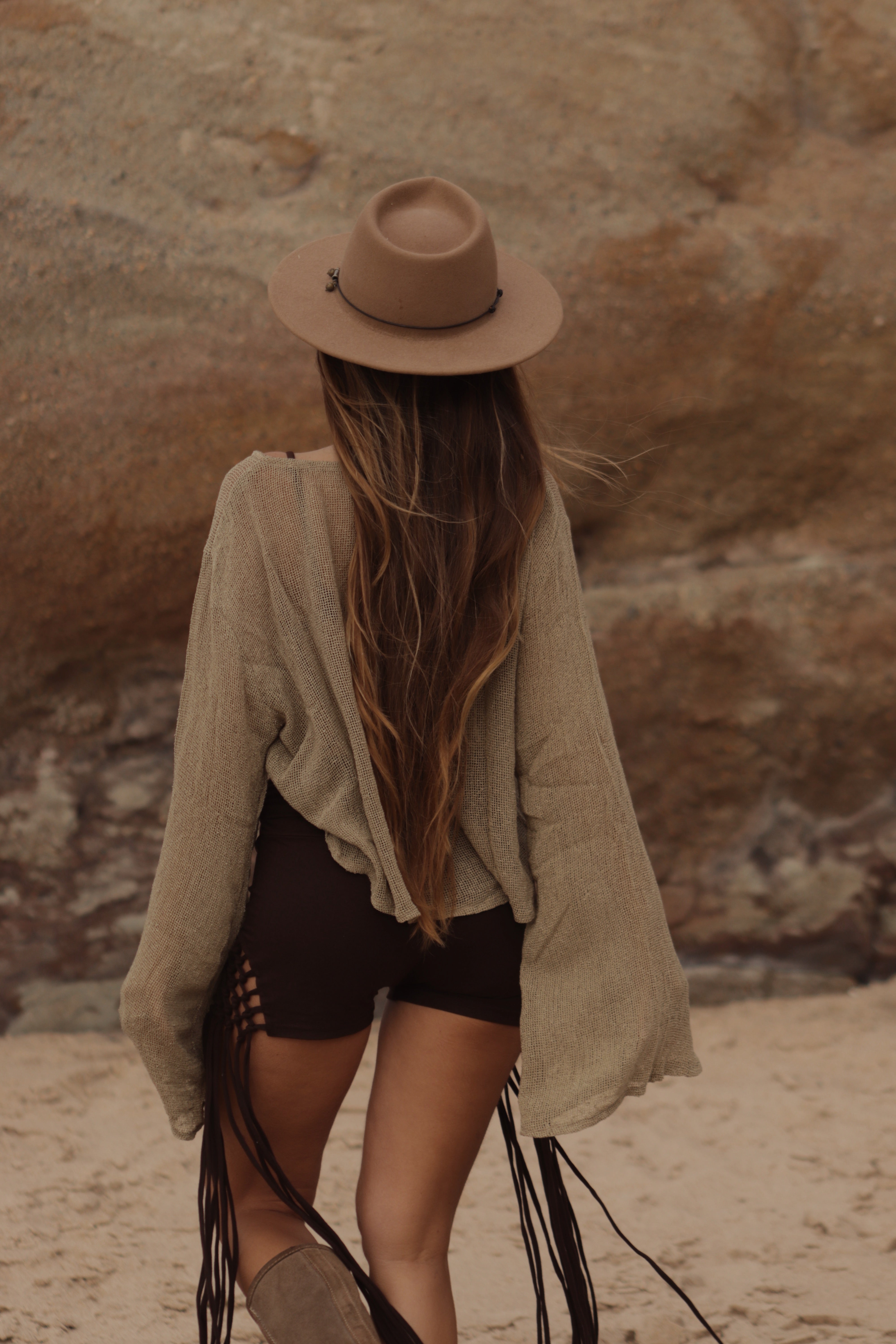 Organic net top - Clay Beige