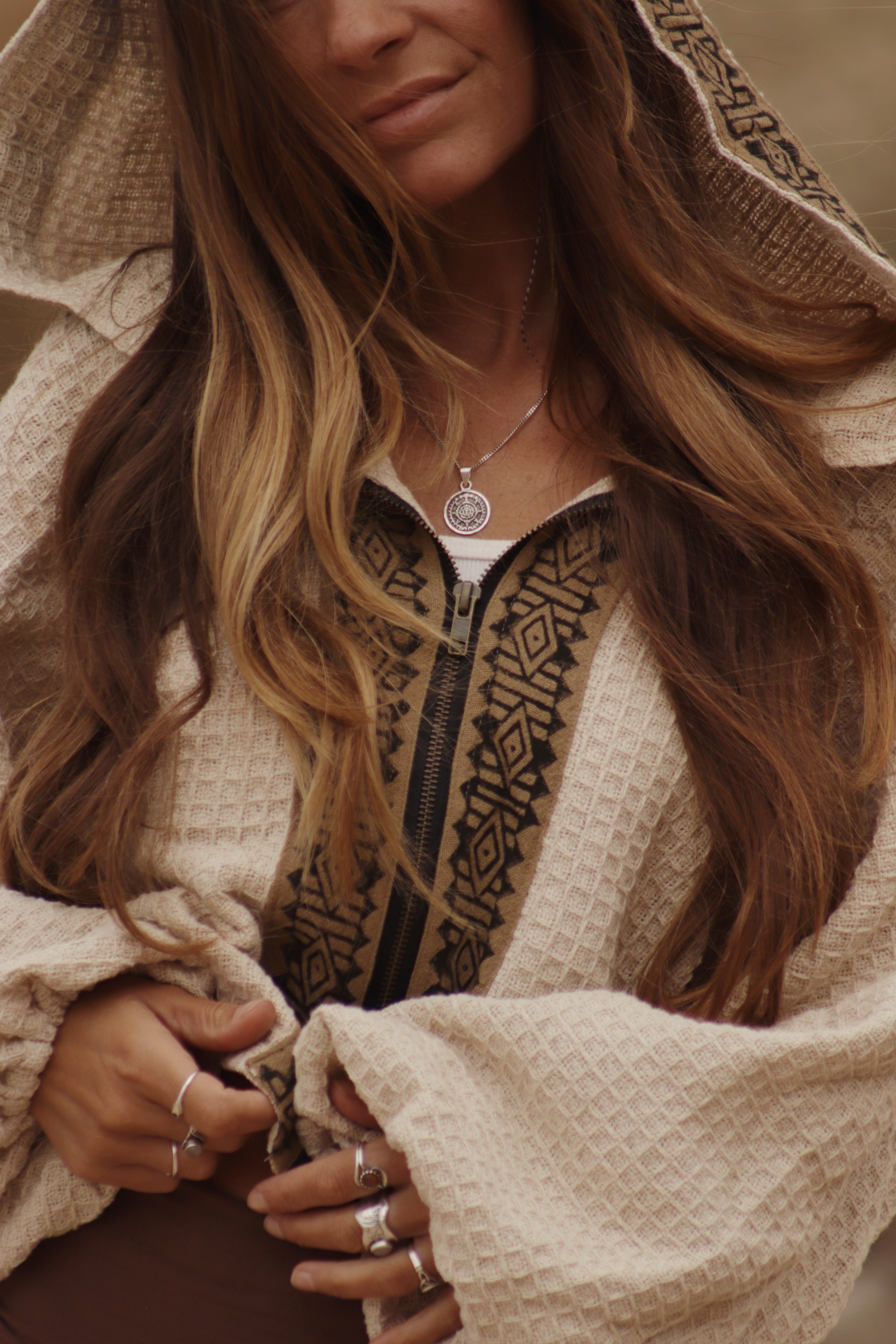 Hooded Cotton Cardigan - Natural Ivory