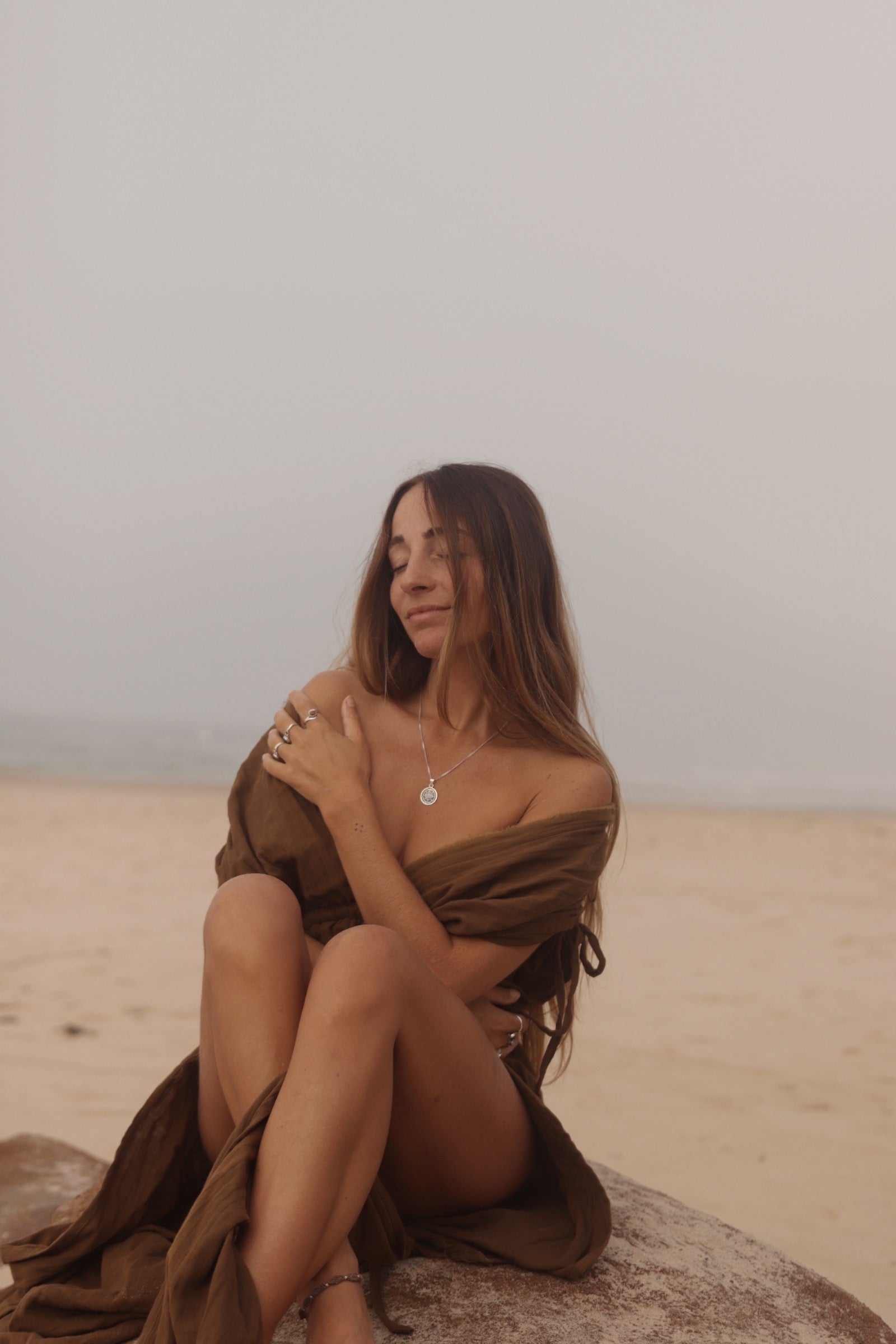 Boho Cotton Gauze Maxi Dress - Earth Brown