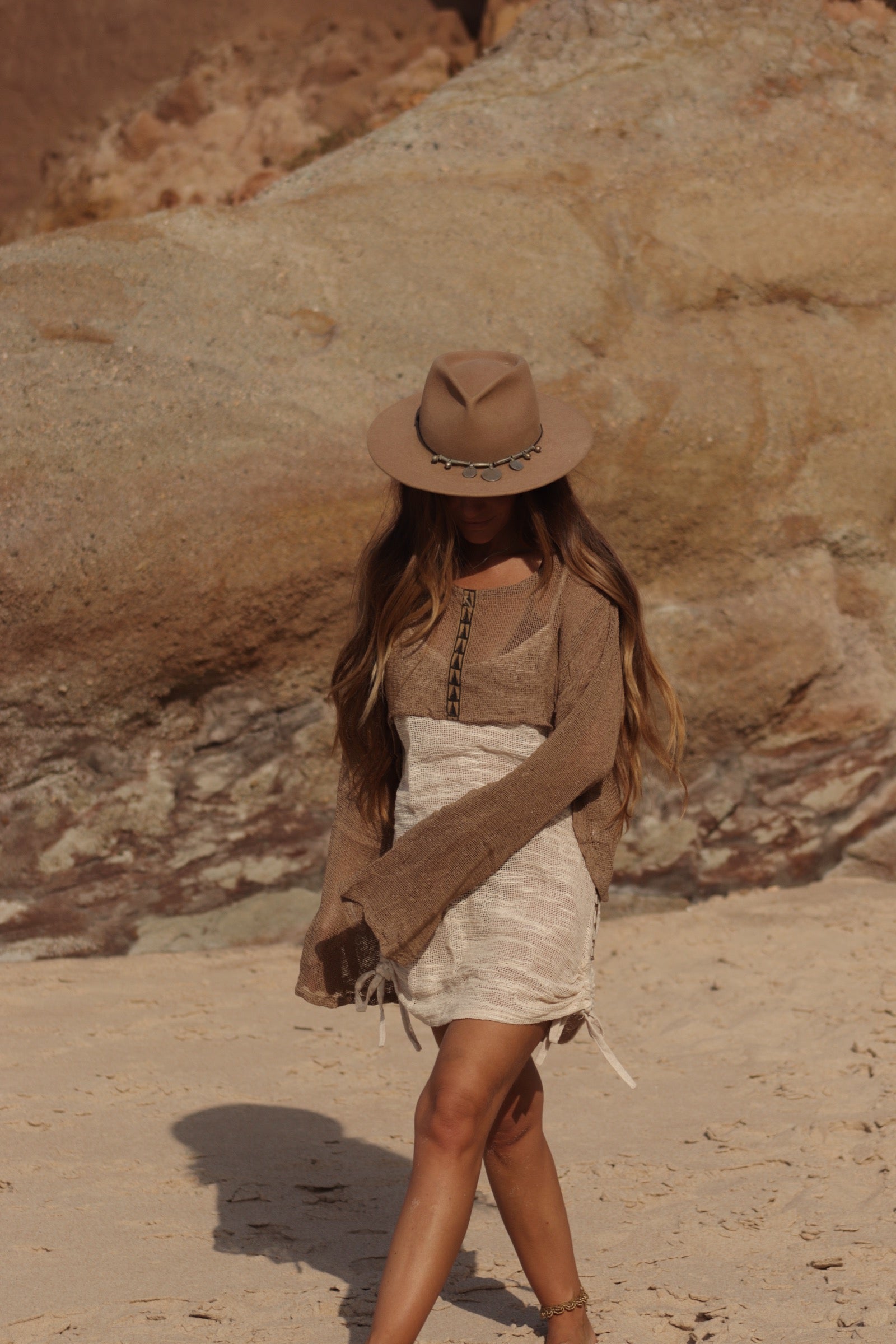 Organic net top - Earthy Beige