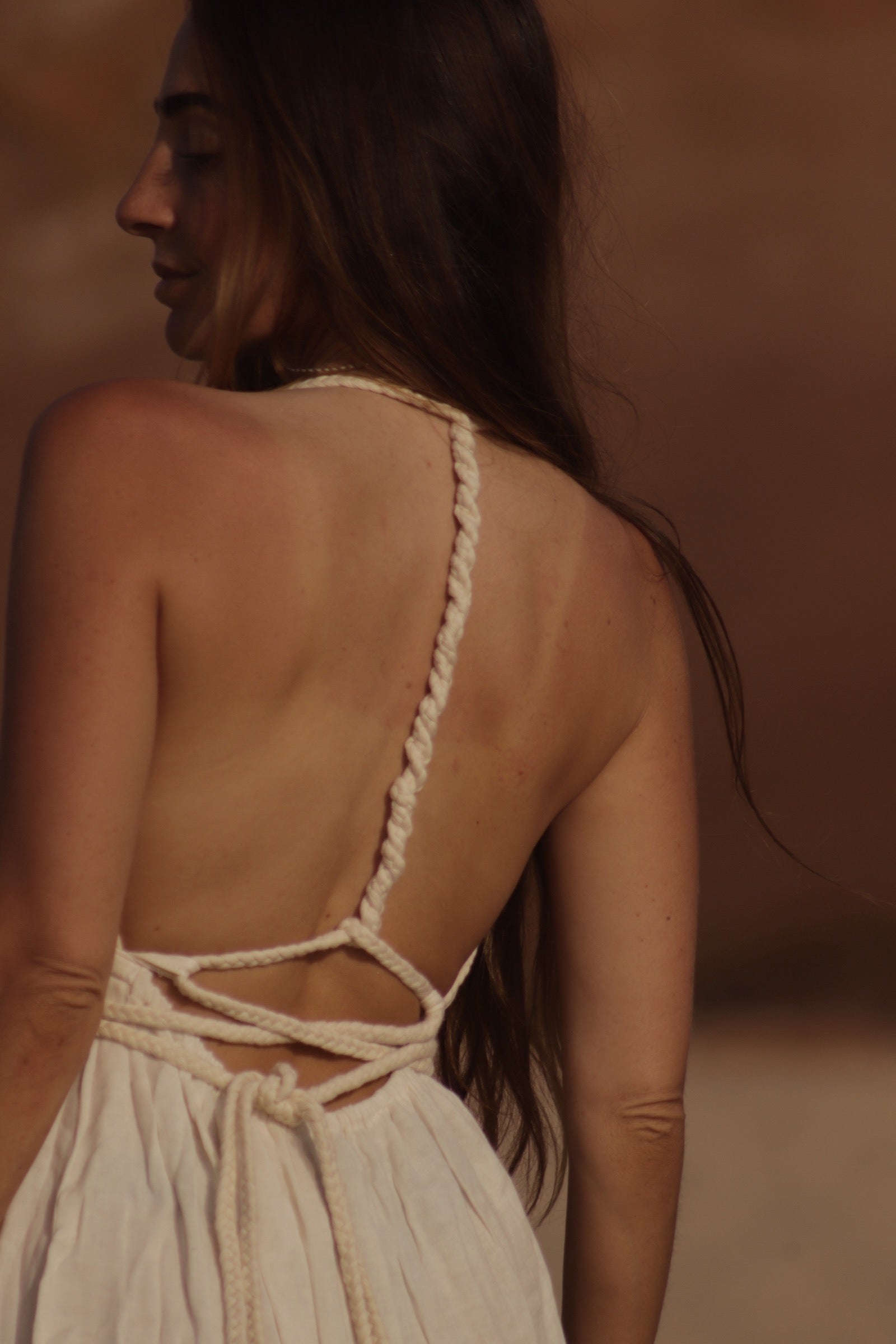 Long Cotton Gauze Dress - Natural White