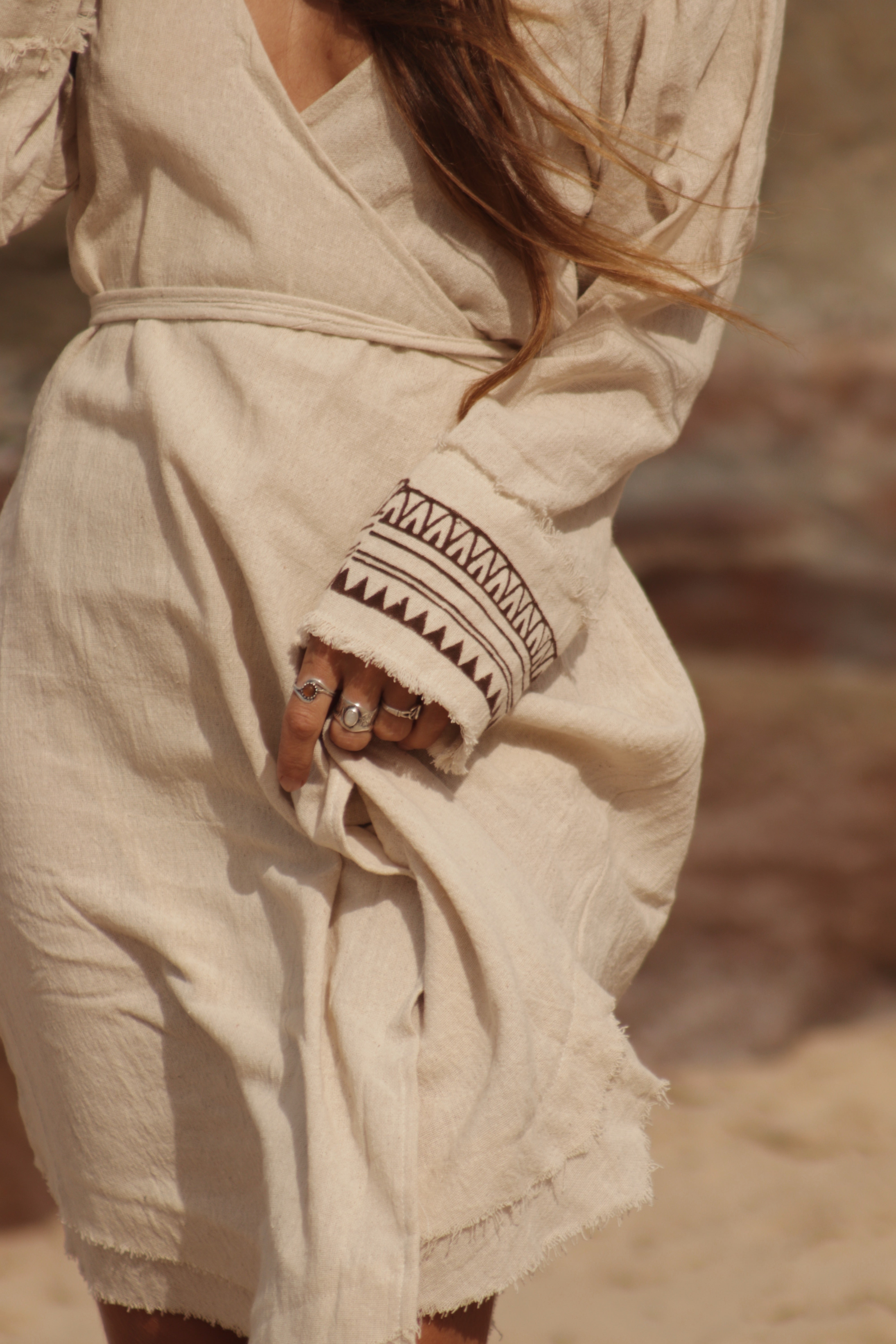 Natural Ivory Wrap Dress