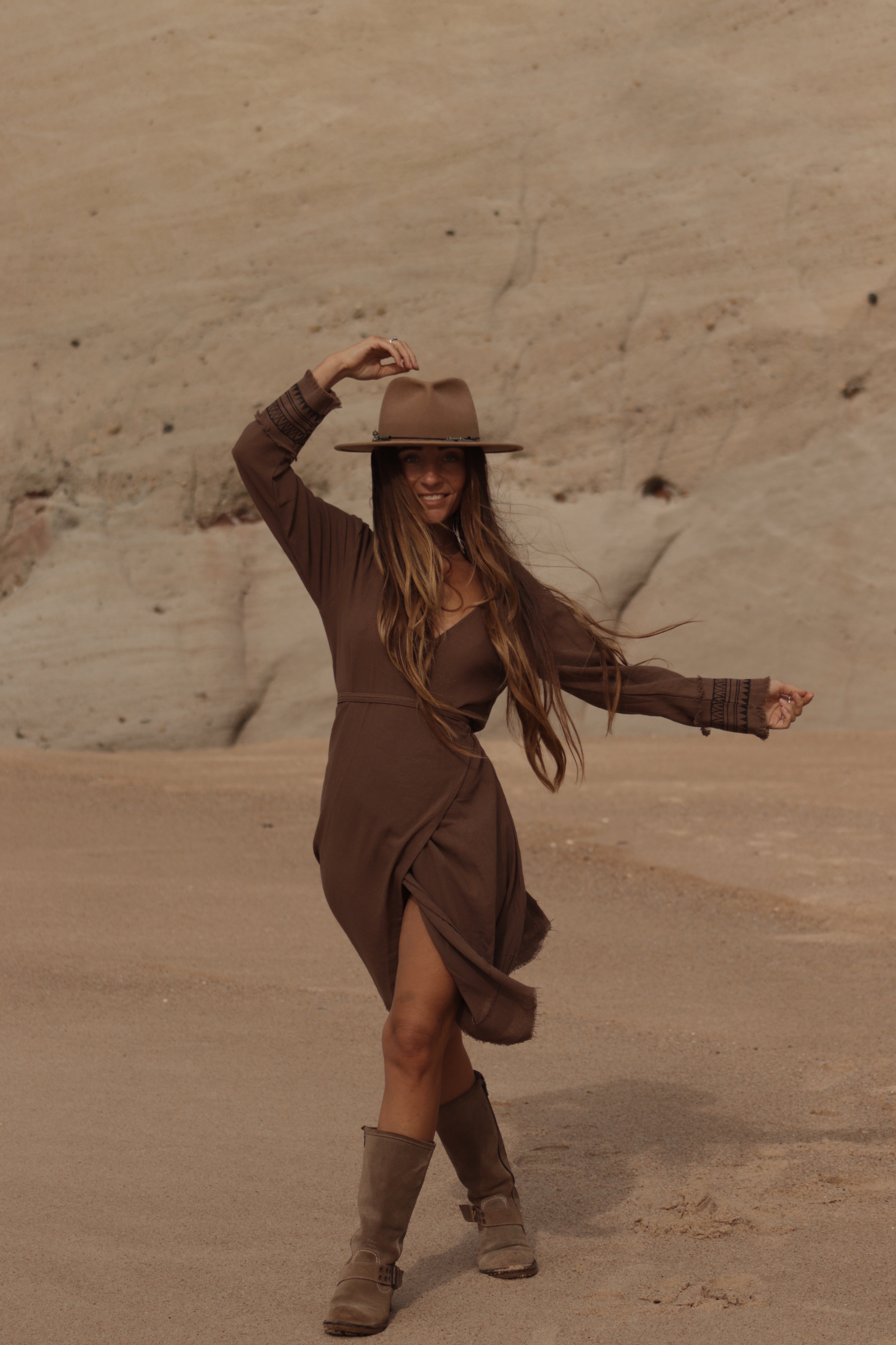 Brown Wrap Dress