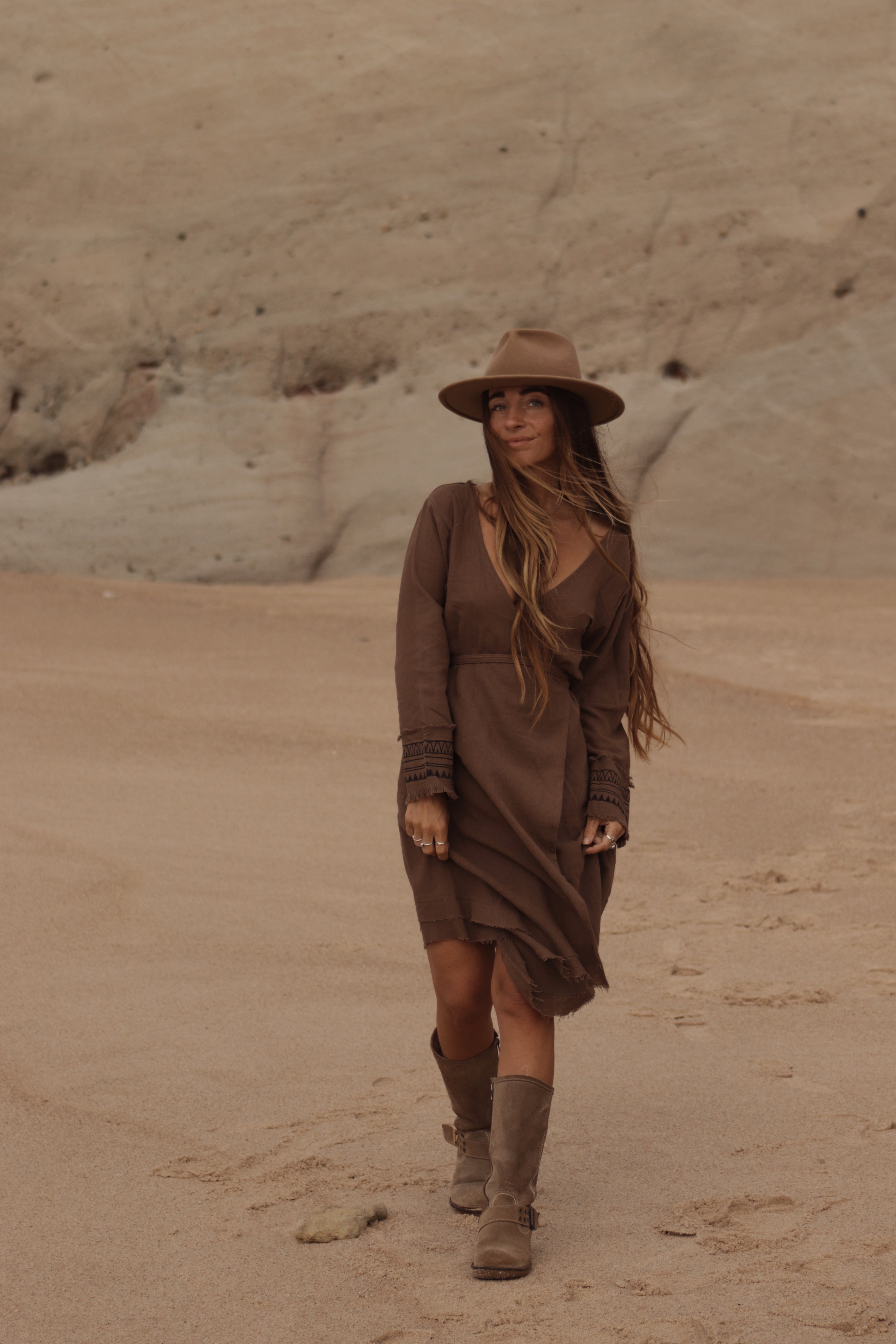 Brown Wrap Dress