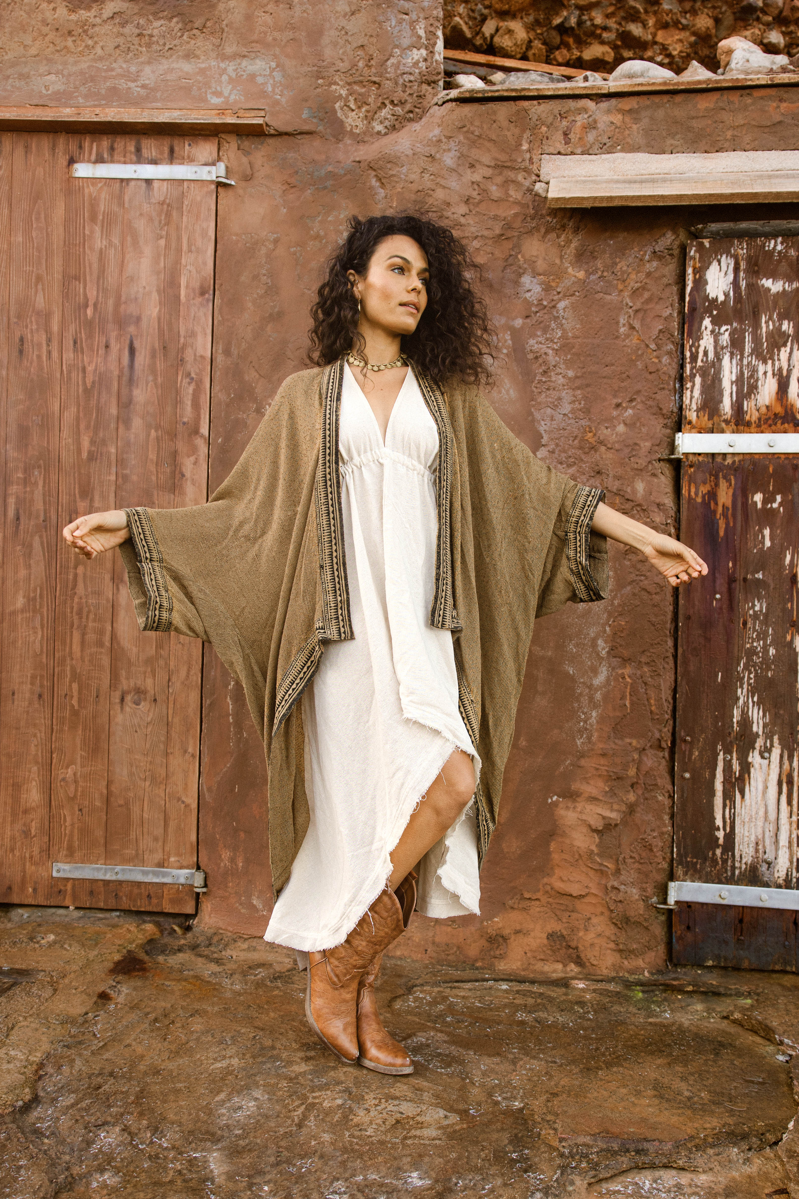 Boho Tribal Kimono - Earth Brown