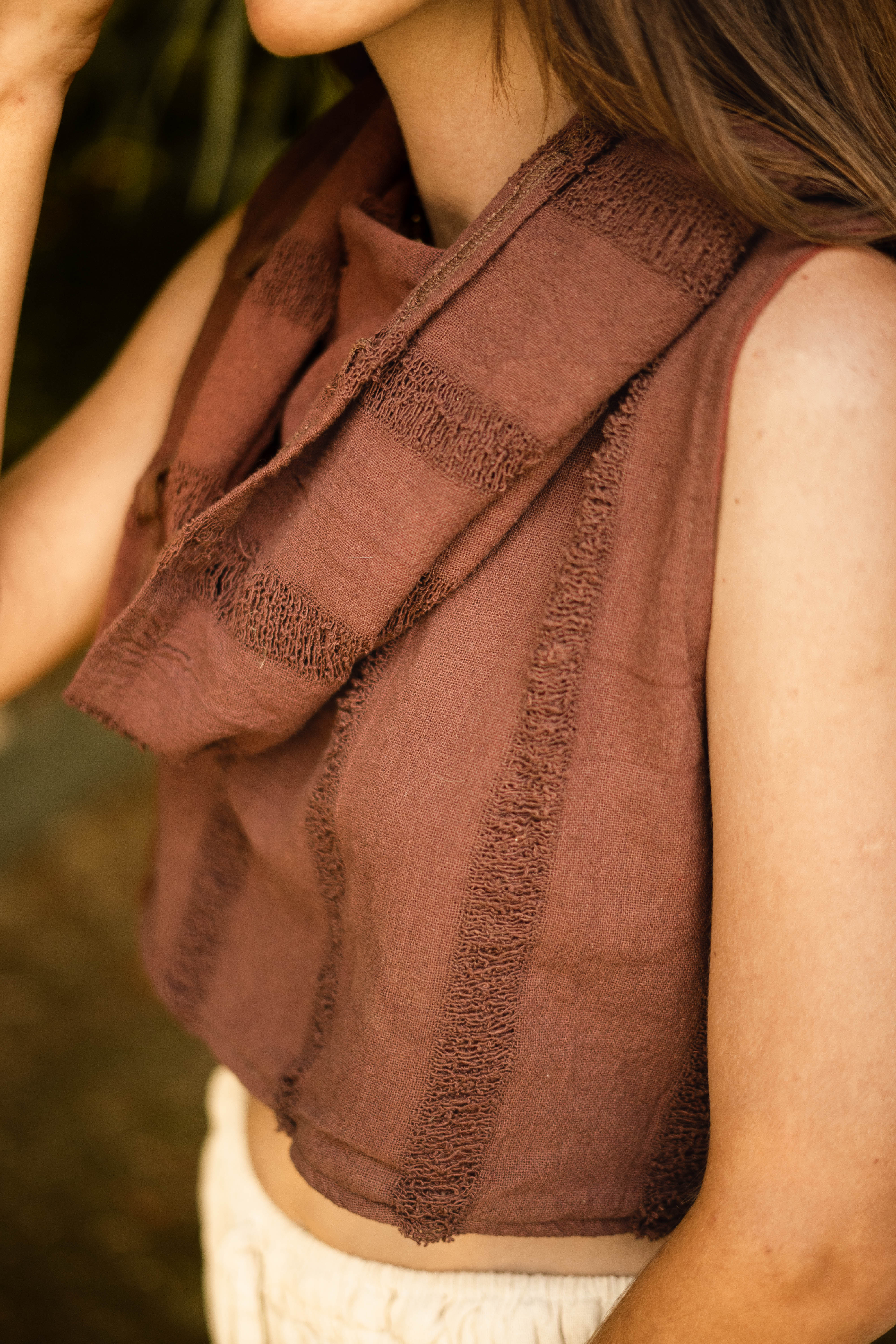 Hooded Boho Top - Terracotta Rust