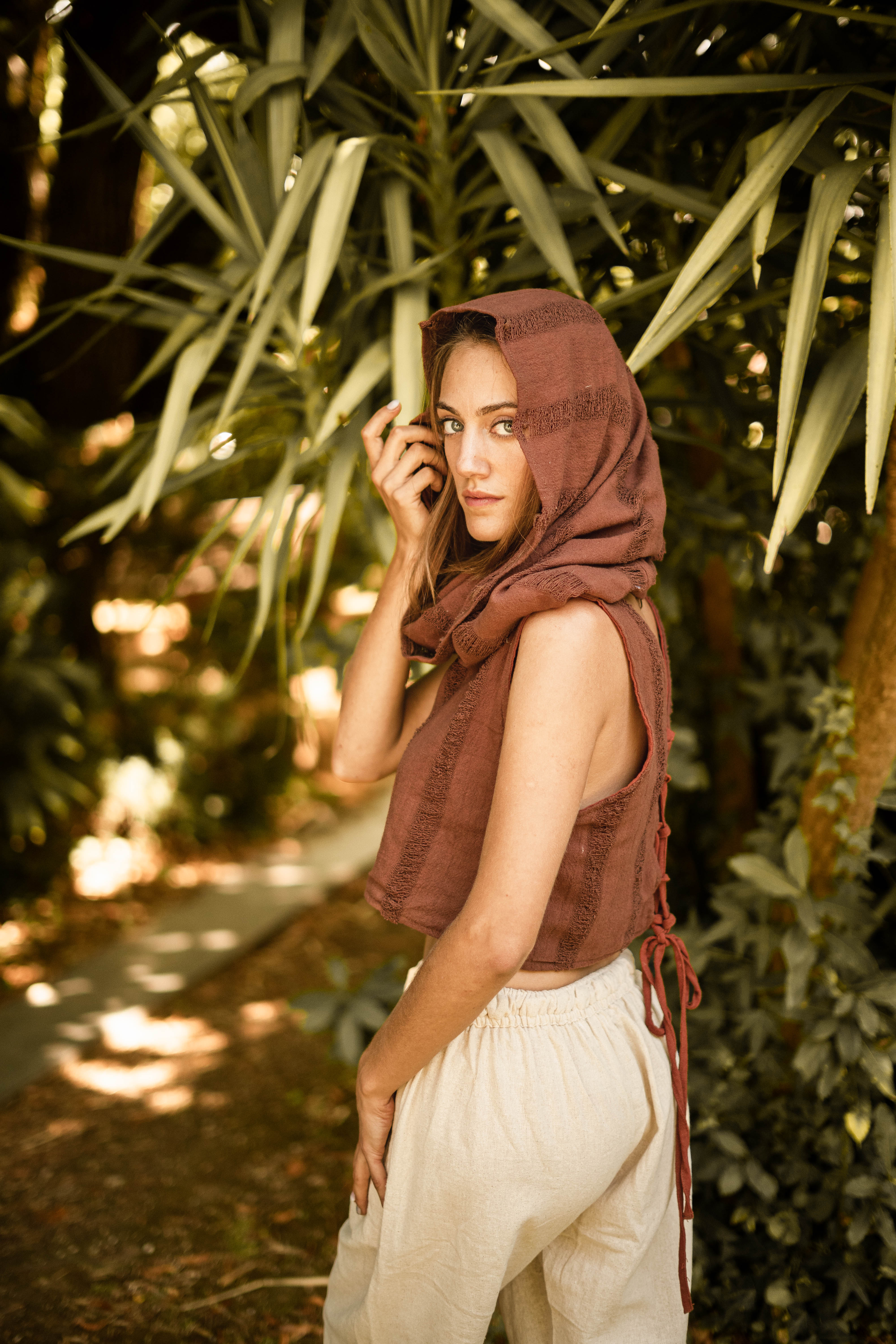 Hooded Boho Top - Terracotta Rust