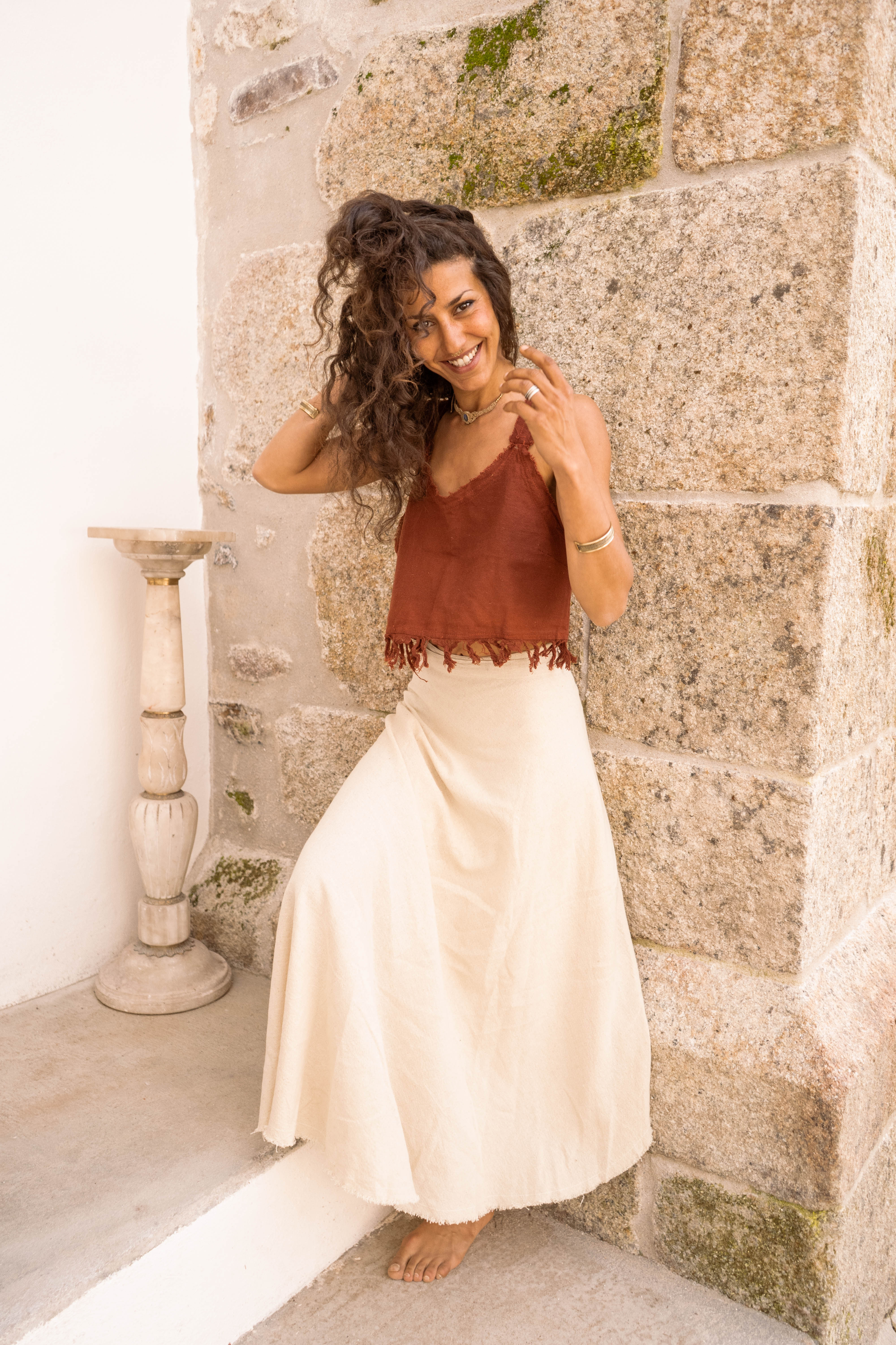 Natural Cotton Crop Top – Terracotta Rust