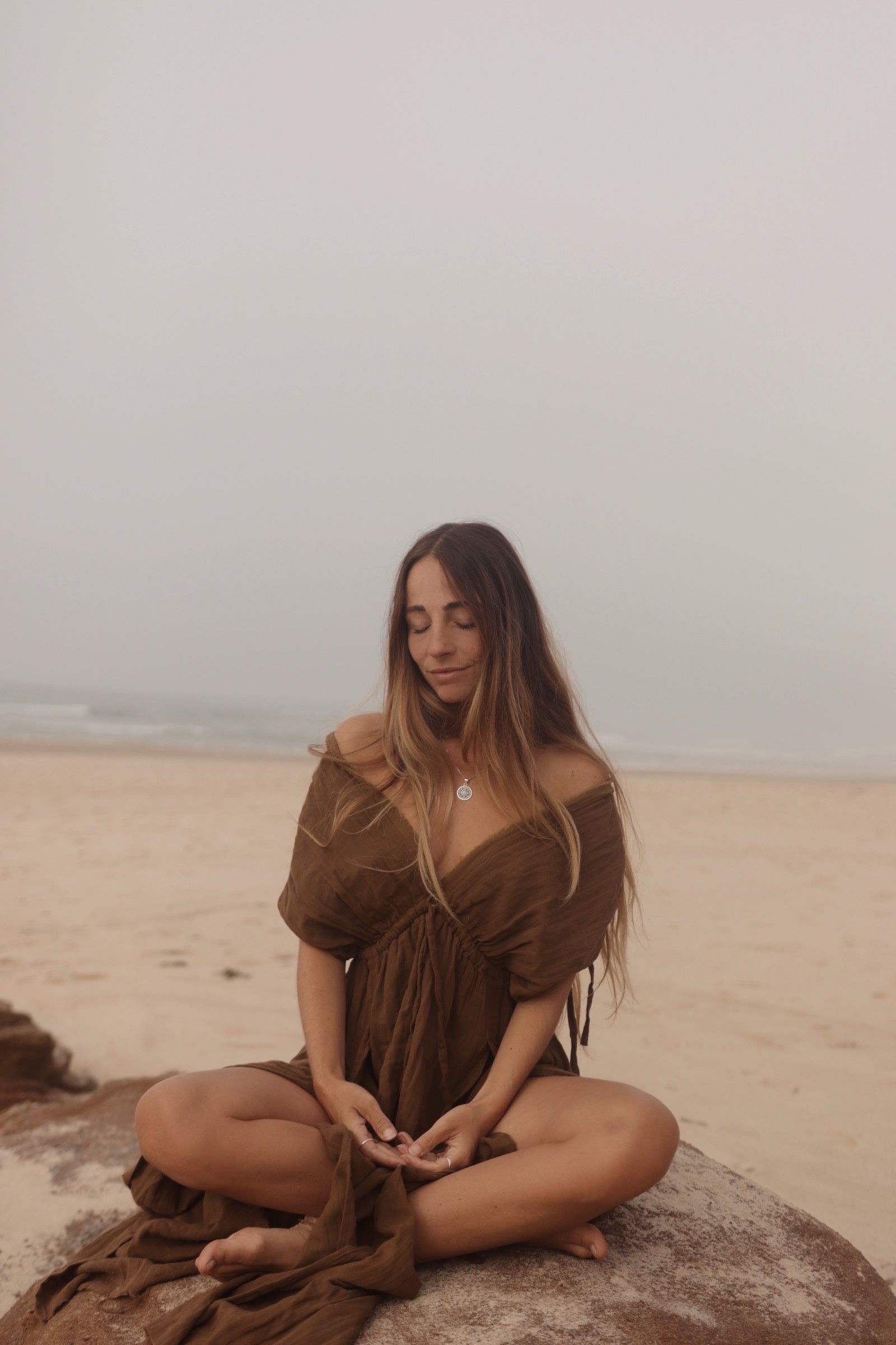 Boho Cotton Gauze Maxi Dress - Earth Brown