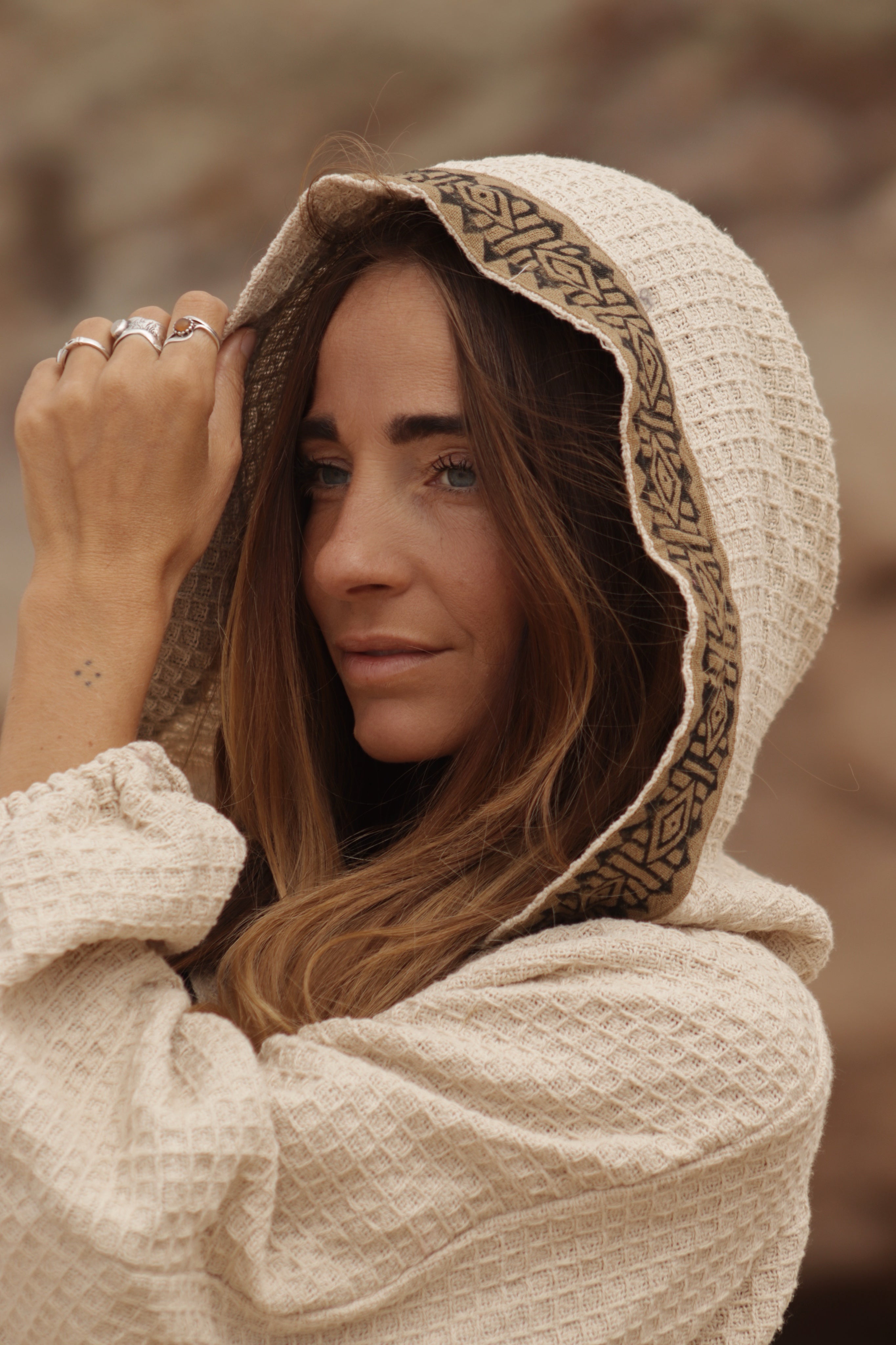 Hooded Cotton Cardigan - Natural Ivory