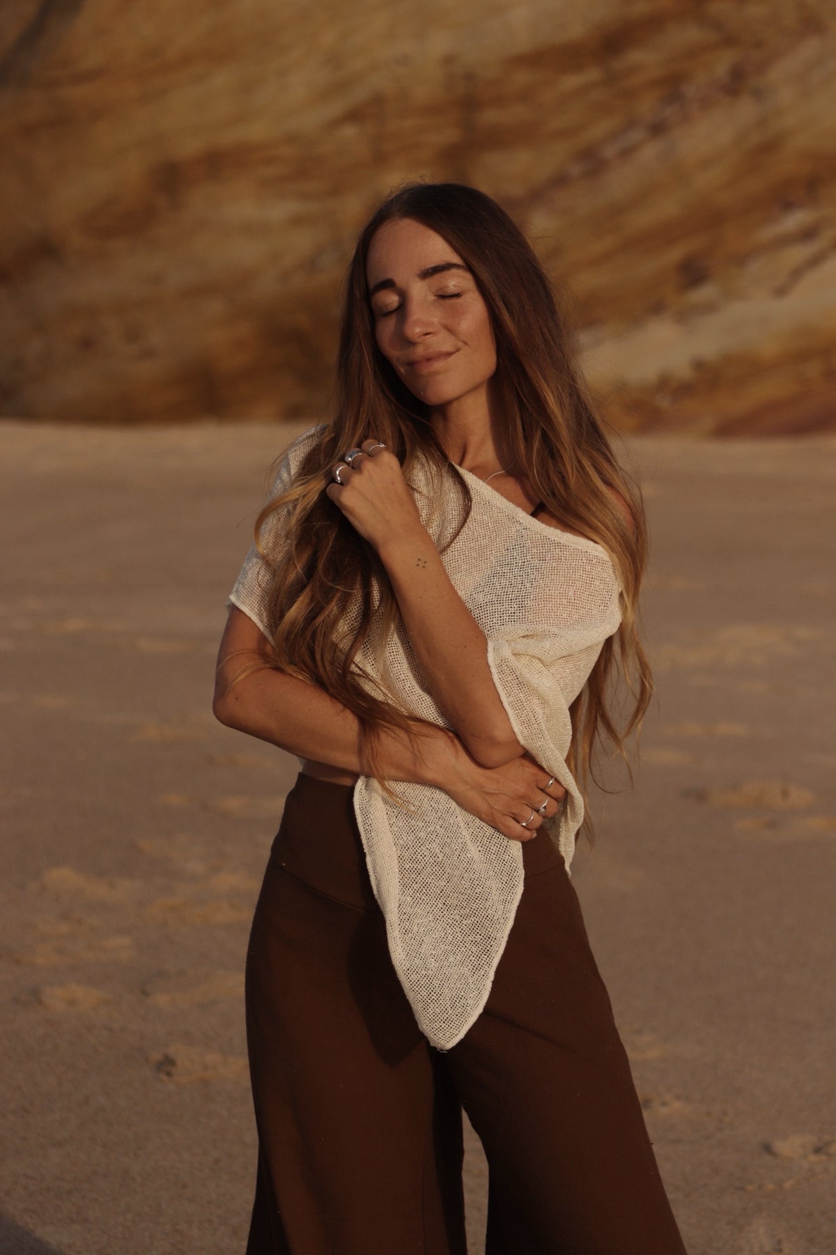 Net Poncho - Natural Ivory