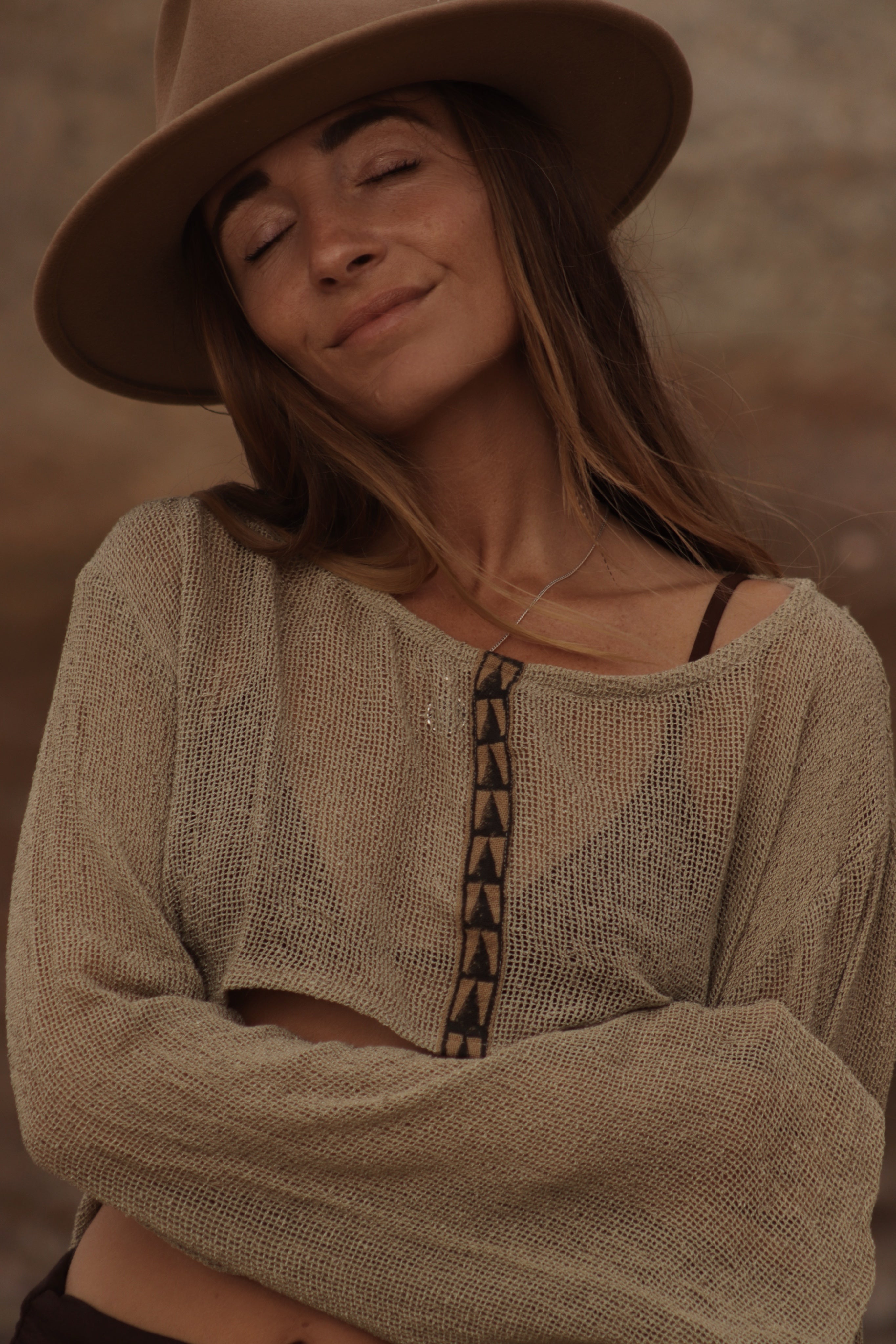 Organic net top - Clay Beige