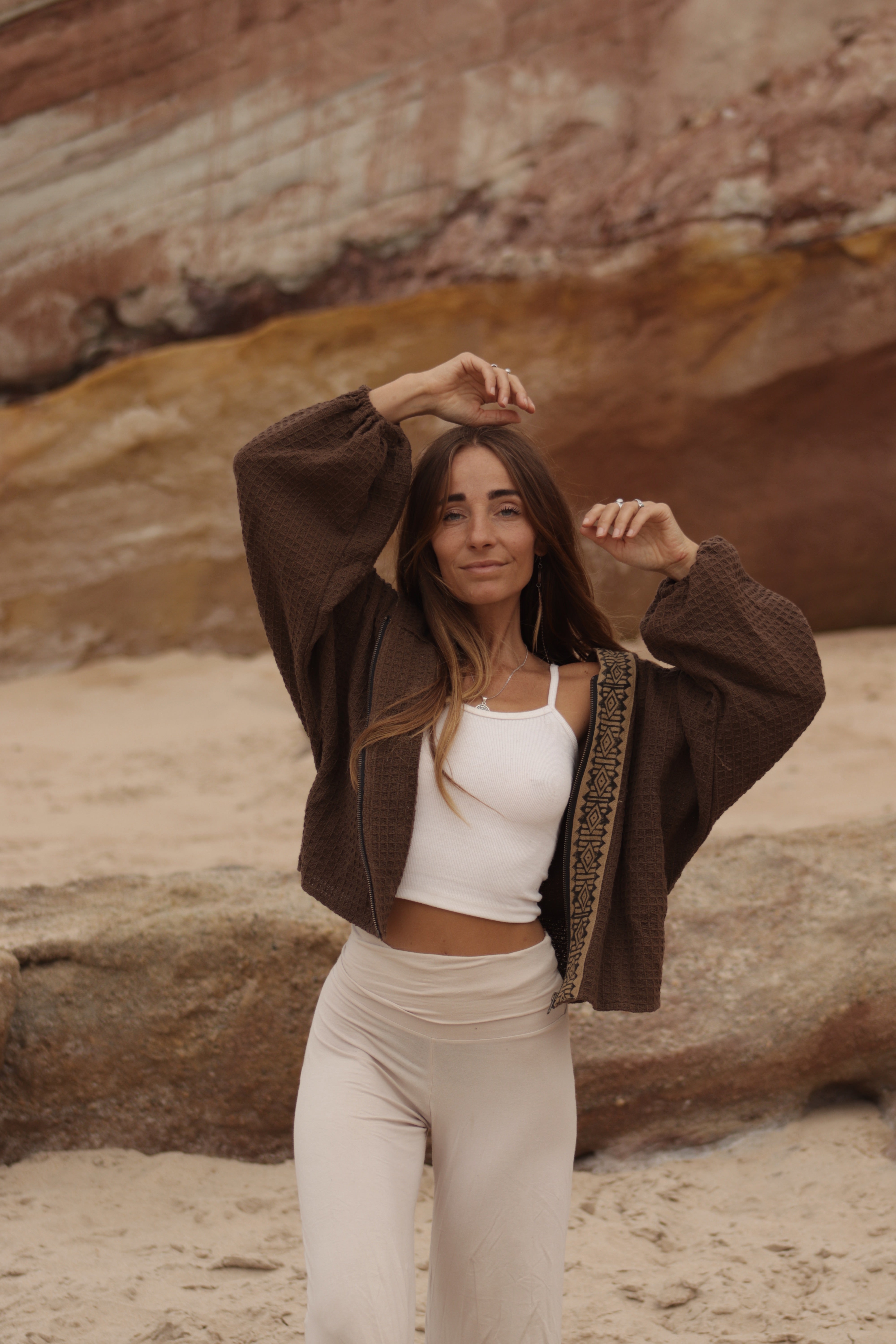 Hooded Cotton Cardigan - Chocolate Brown