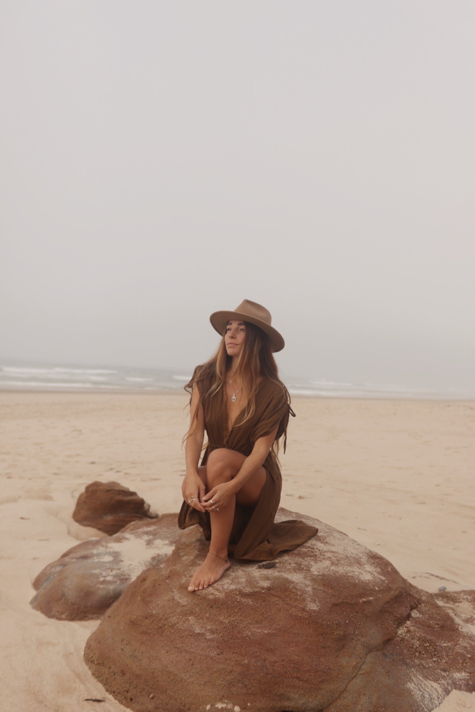Boho Cotton Gauze Maxi Dress - Earth Brown