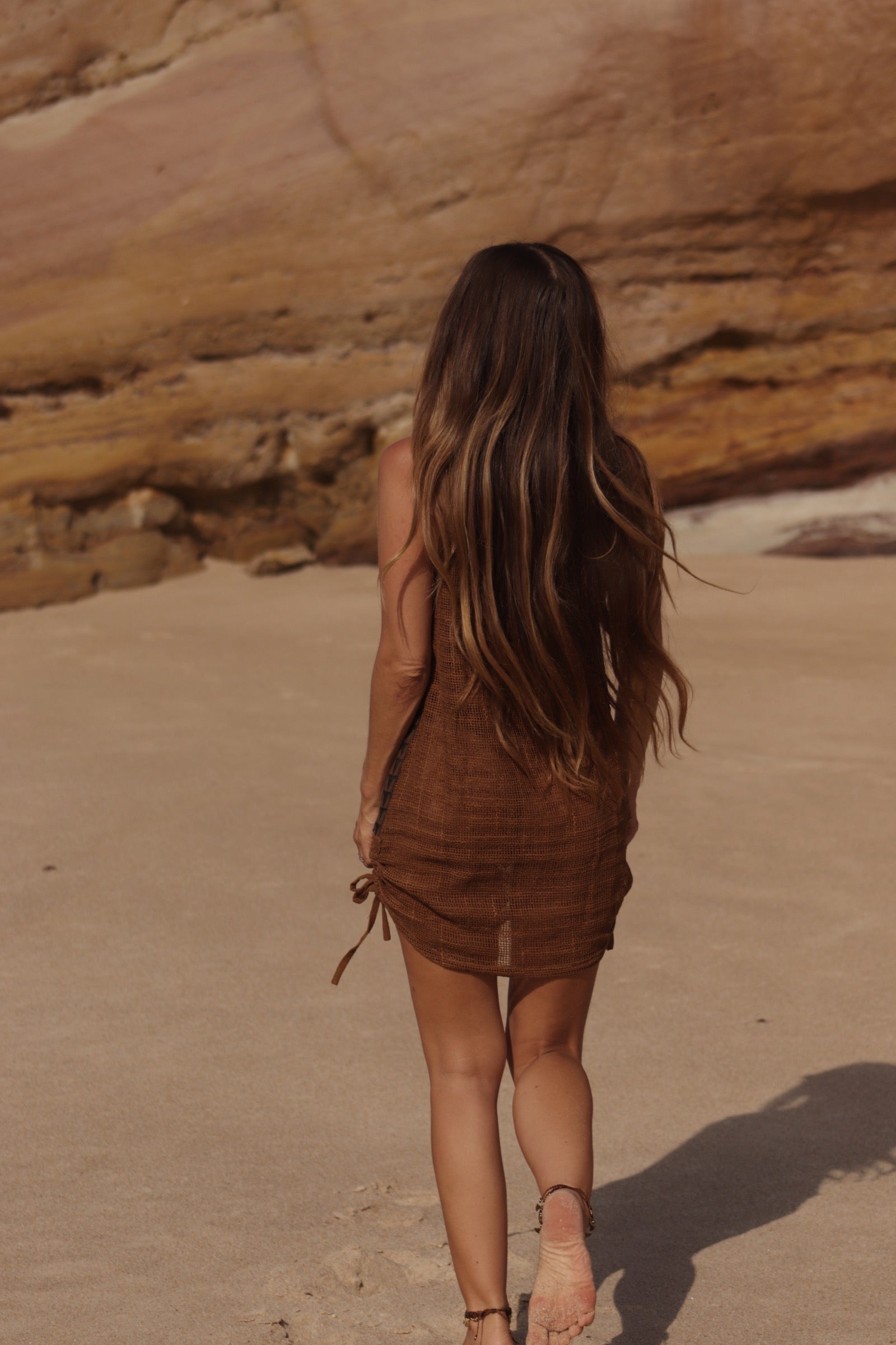 Tribal Net Dress - Earth Brown