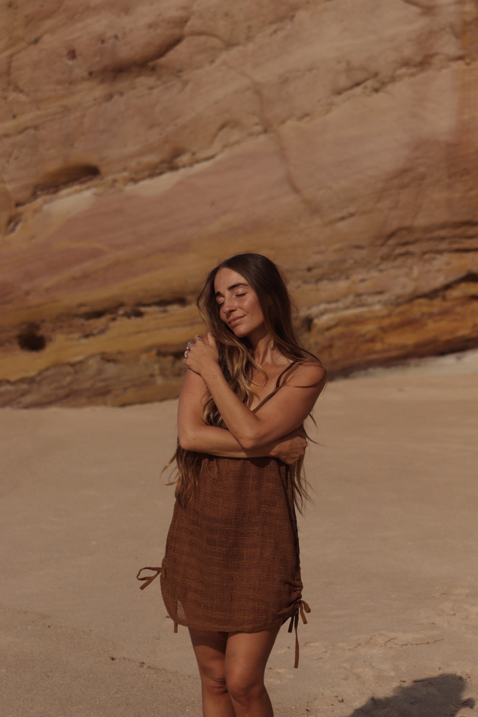Tribal Net Dress - Earth Brown