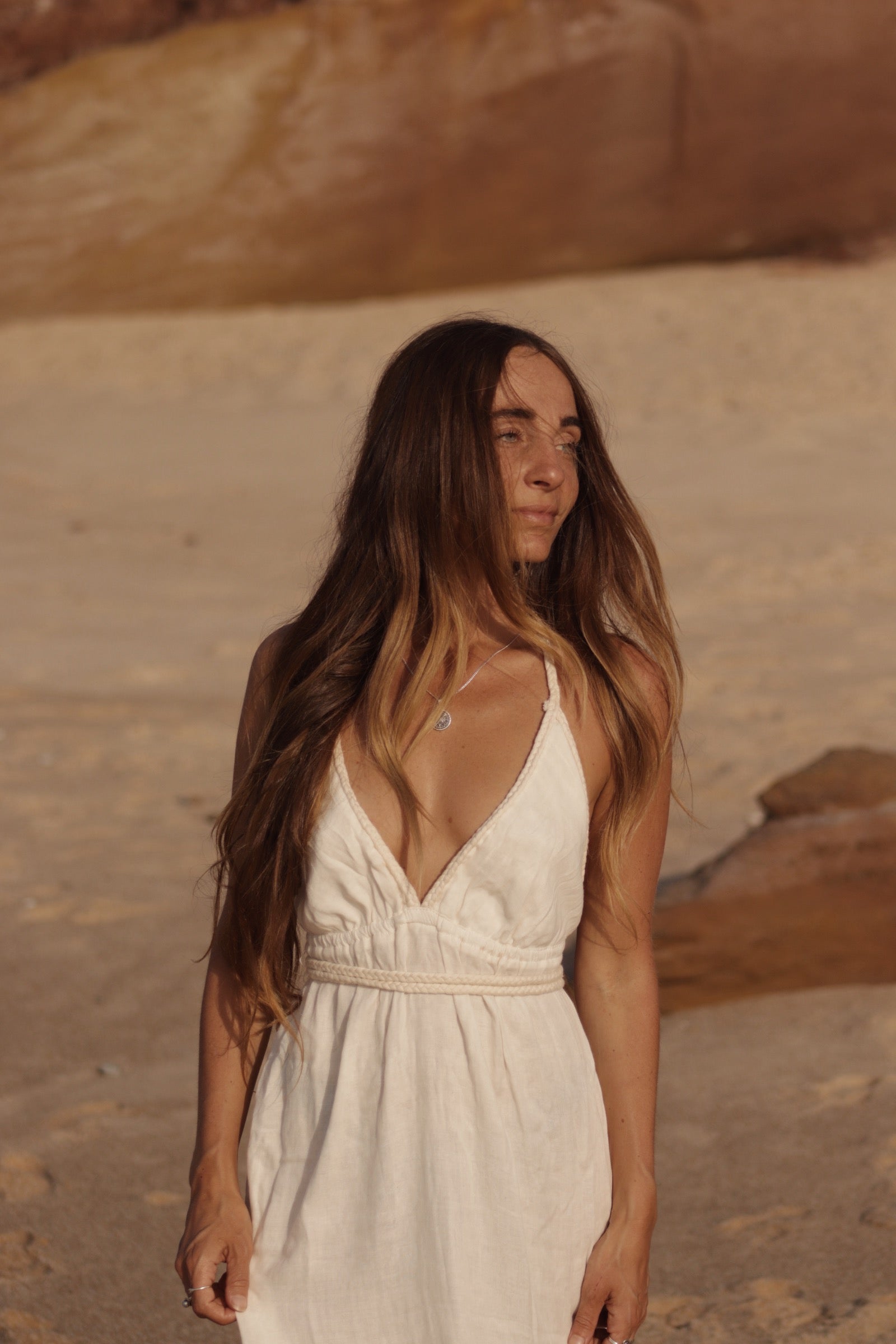 Long Cotton Gauze Dress - Natural White