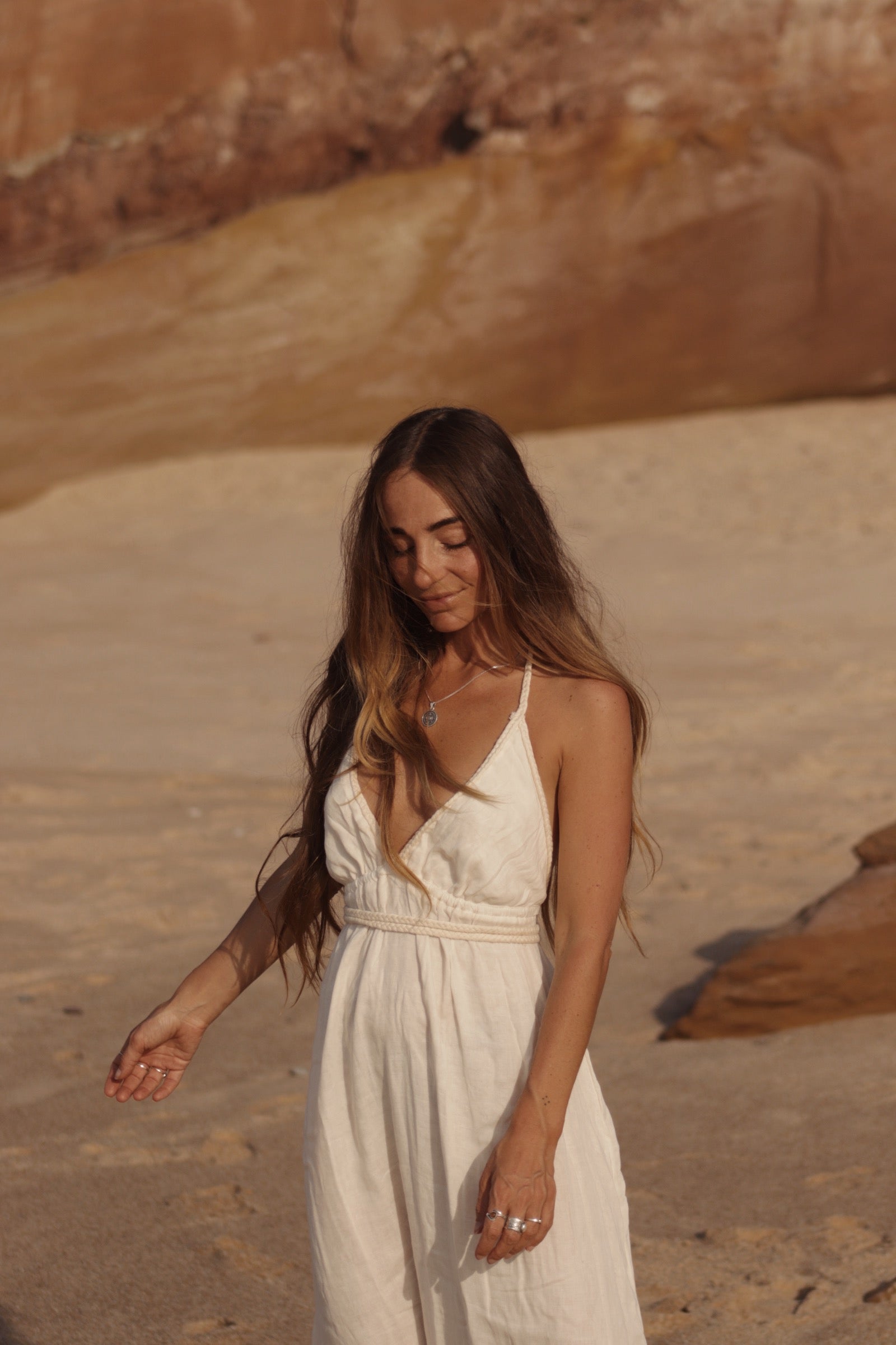 Long Cotton Gauze Dress - Natural White