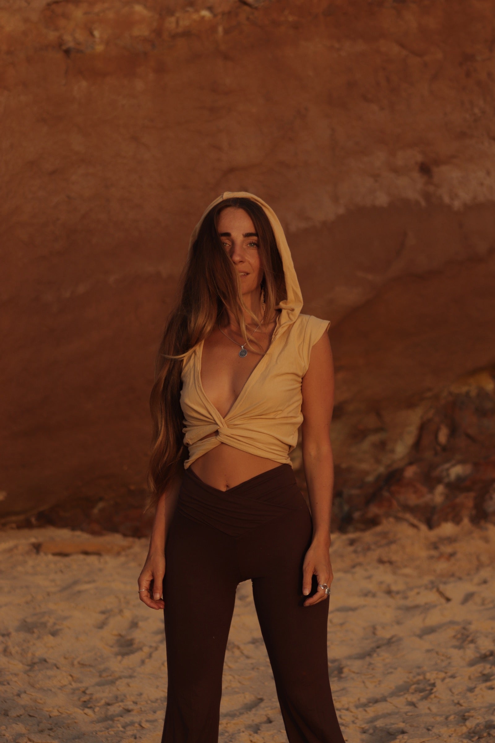 Hooded beige top