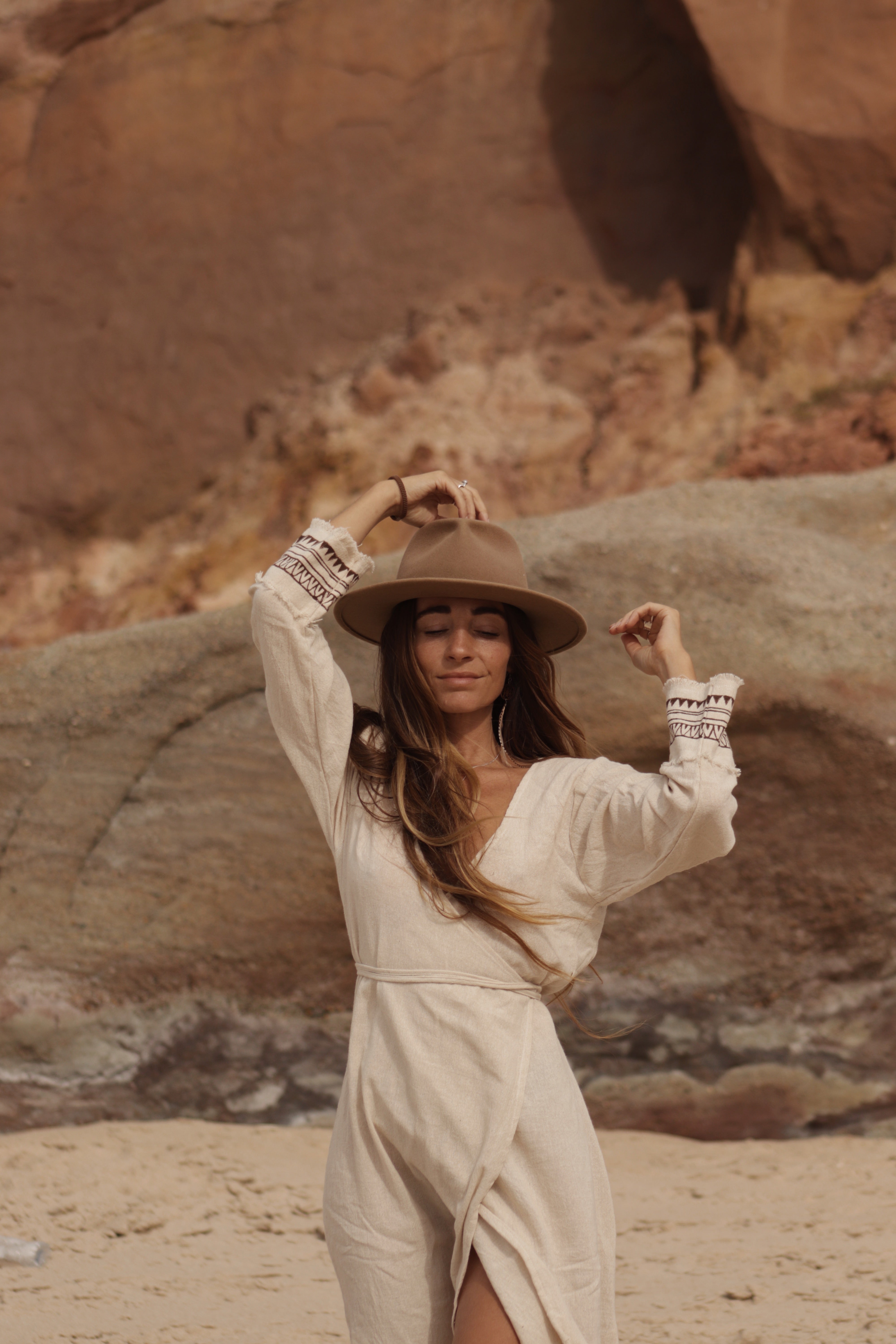 Natural Ivory Wrap Dress