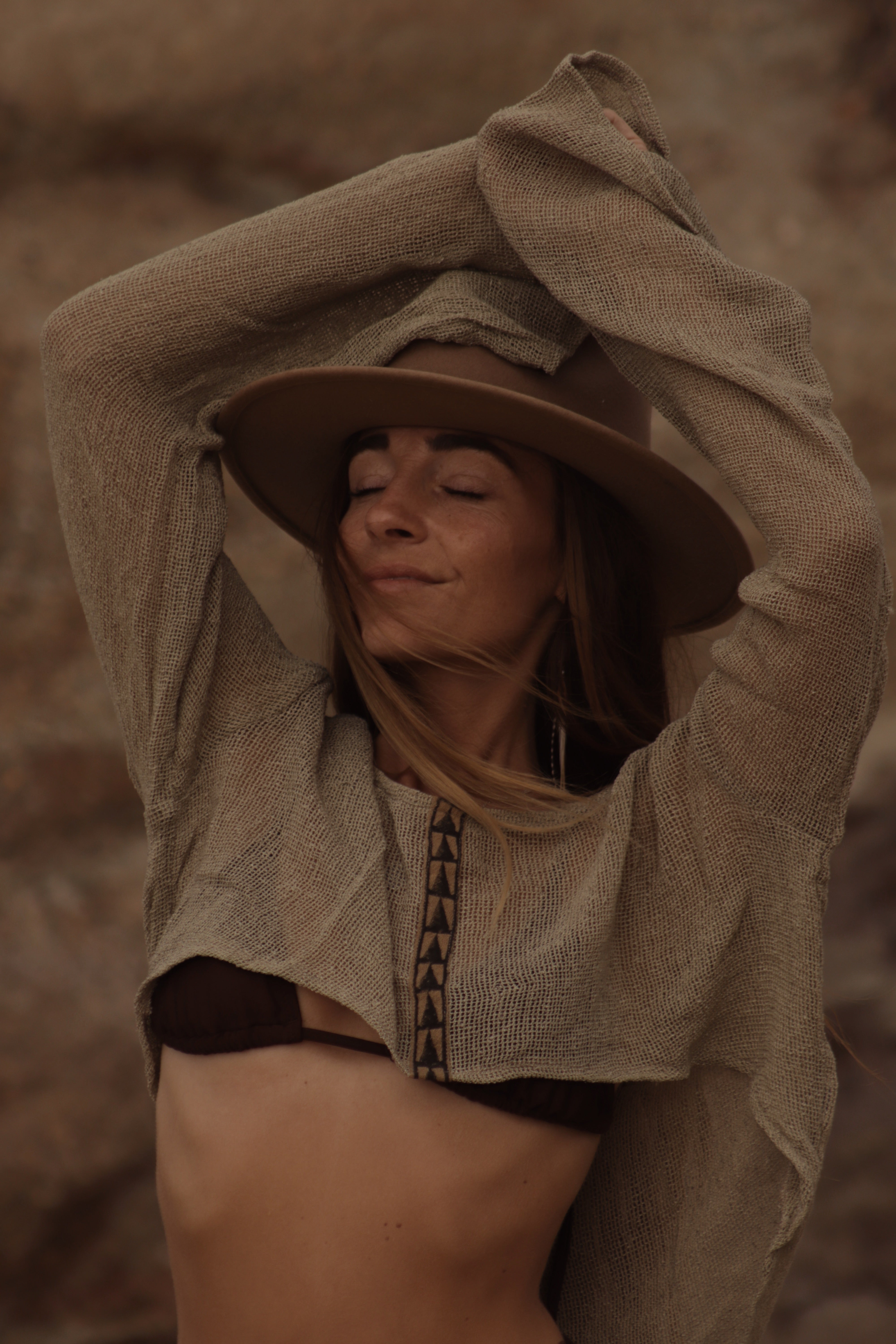 Organic net top - Clay Beige