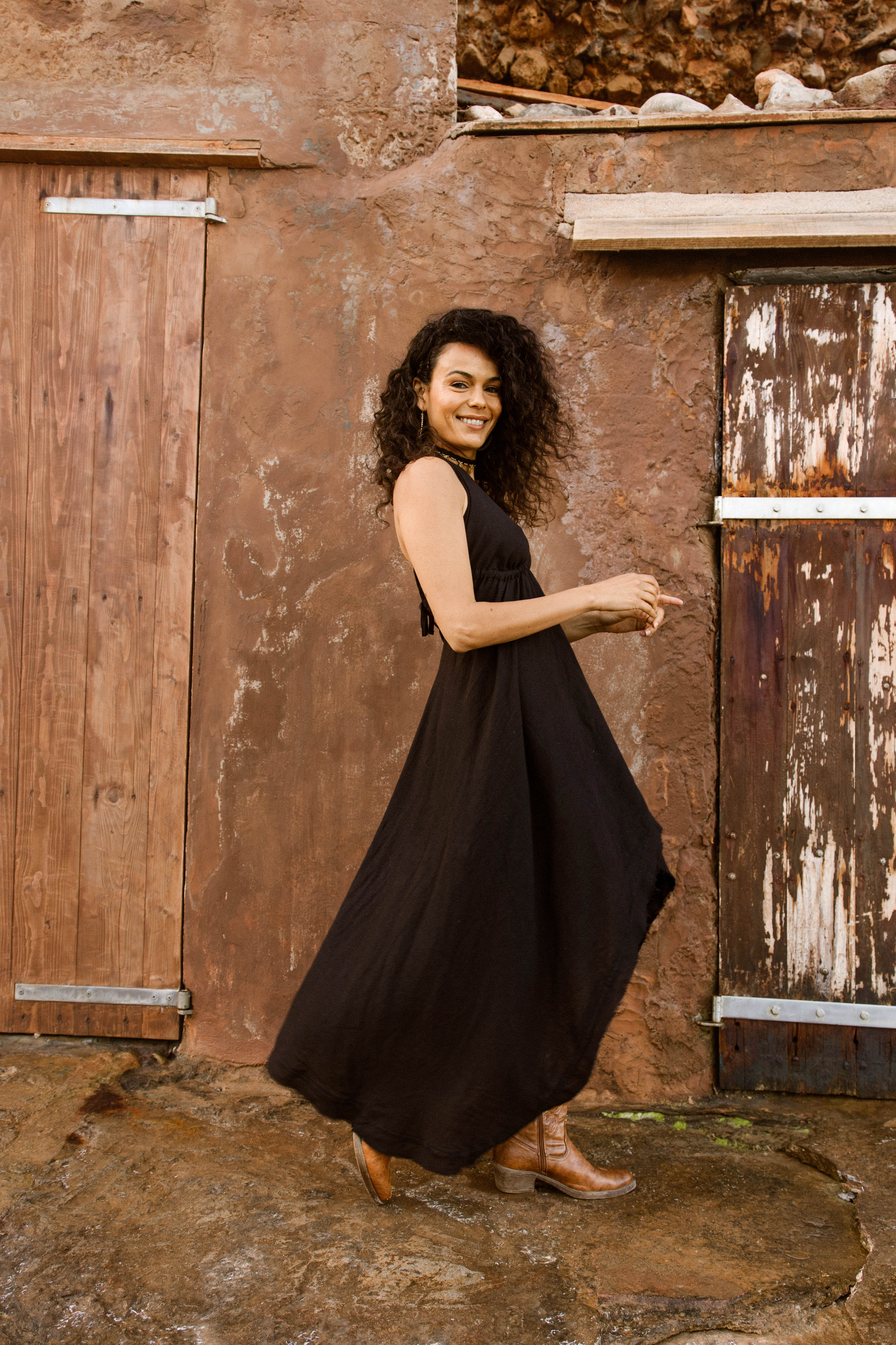 Bohemian Maxi Dress - Charcoal Black