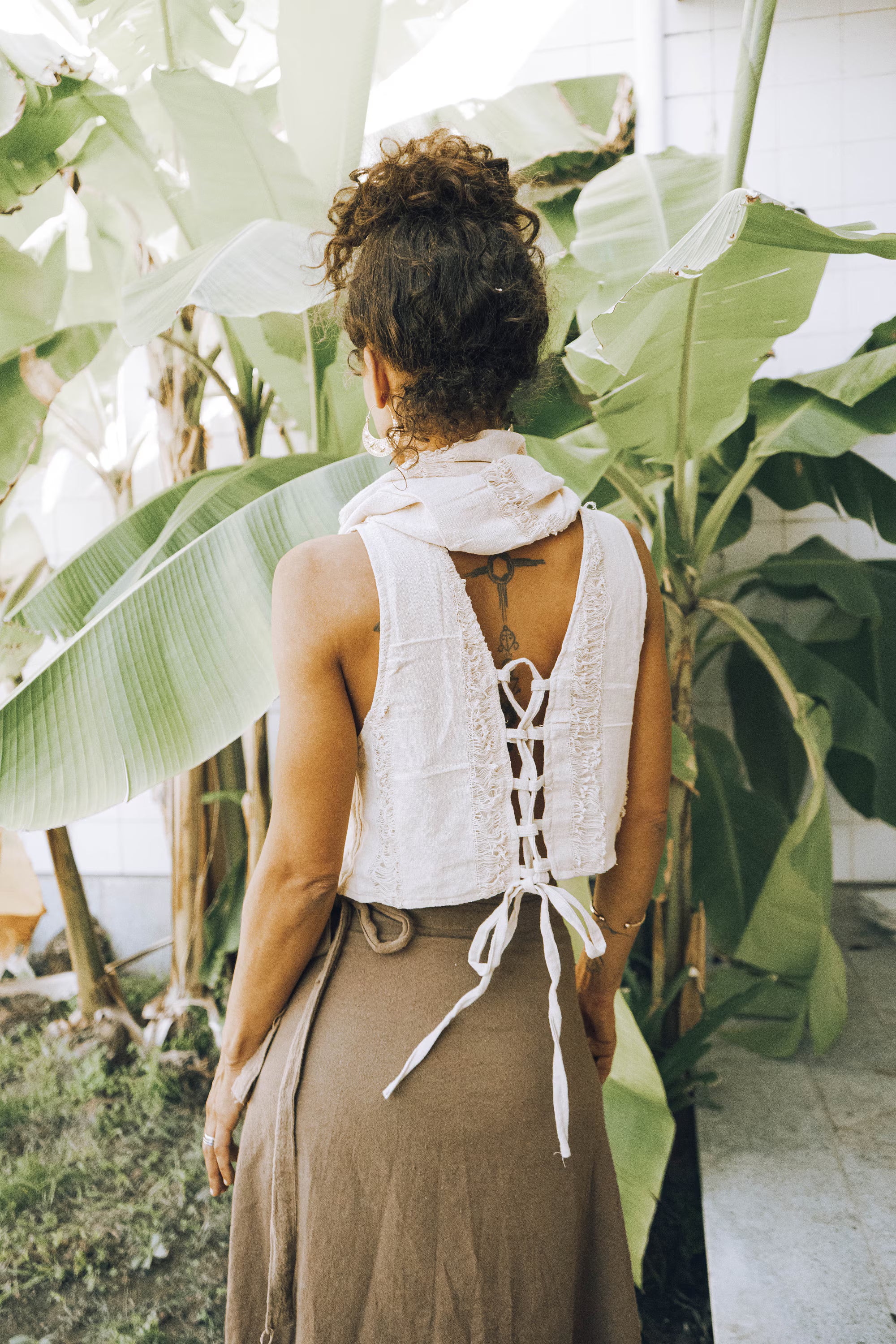 Hooded Boho Top - Natural Ivory