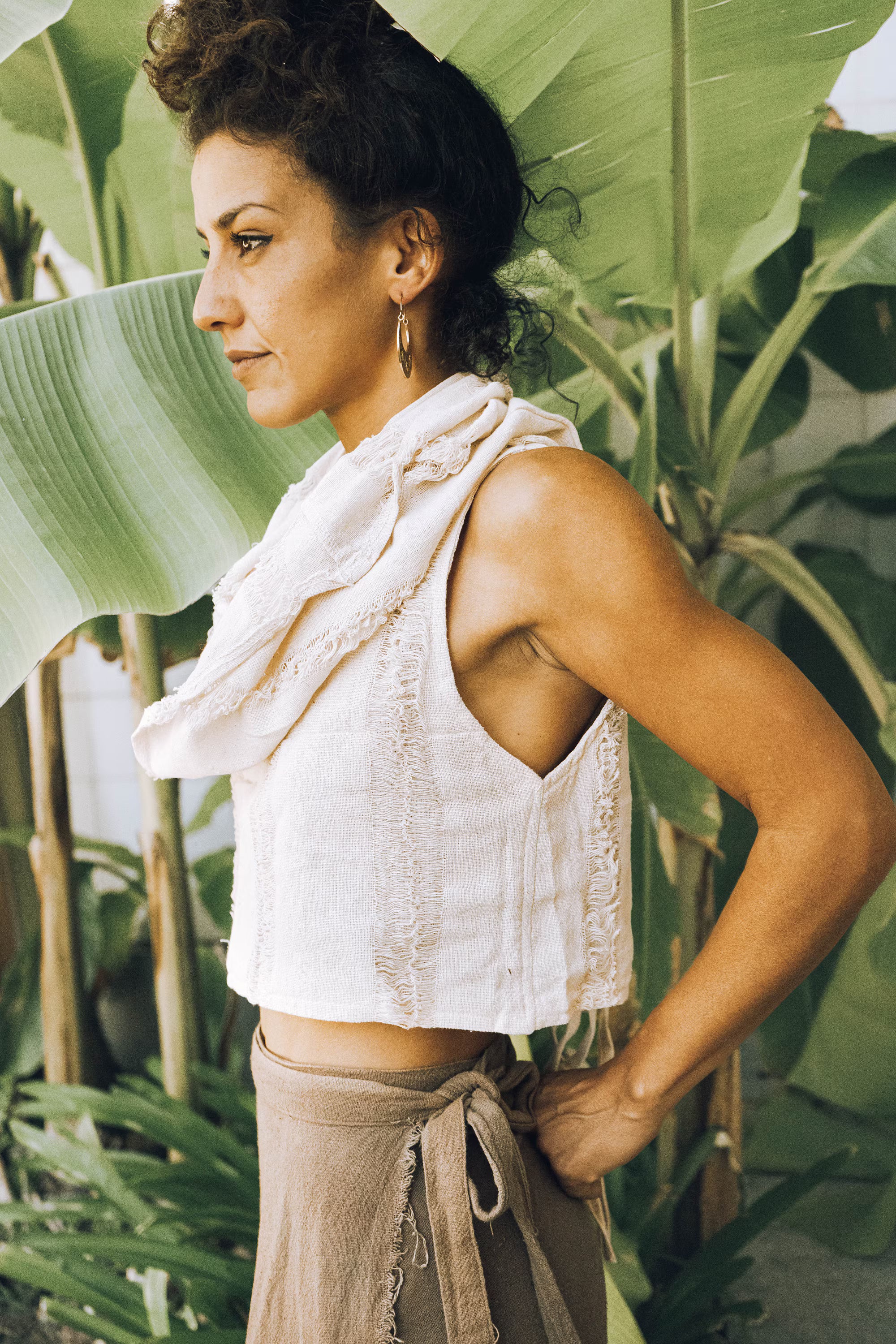 Hooded Boho Top - Natural Ivory